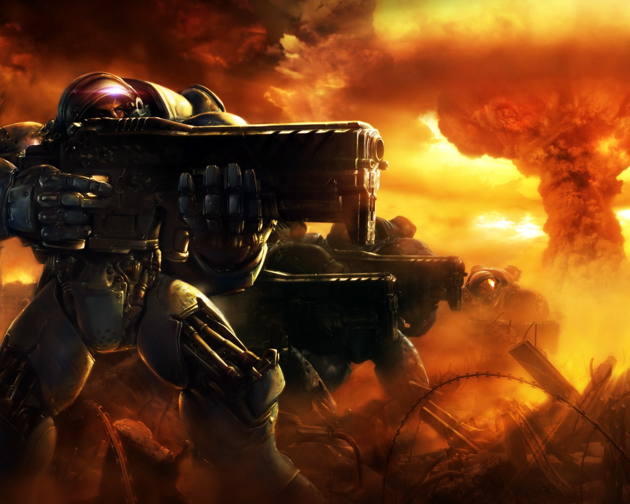 x, art, starcraft, corps, marines, games, US Marines Corps, video, us, bombs, 720P, nuclear, hd, HD Wallpaper