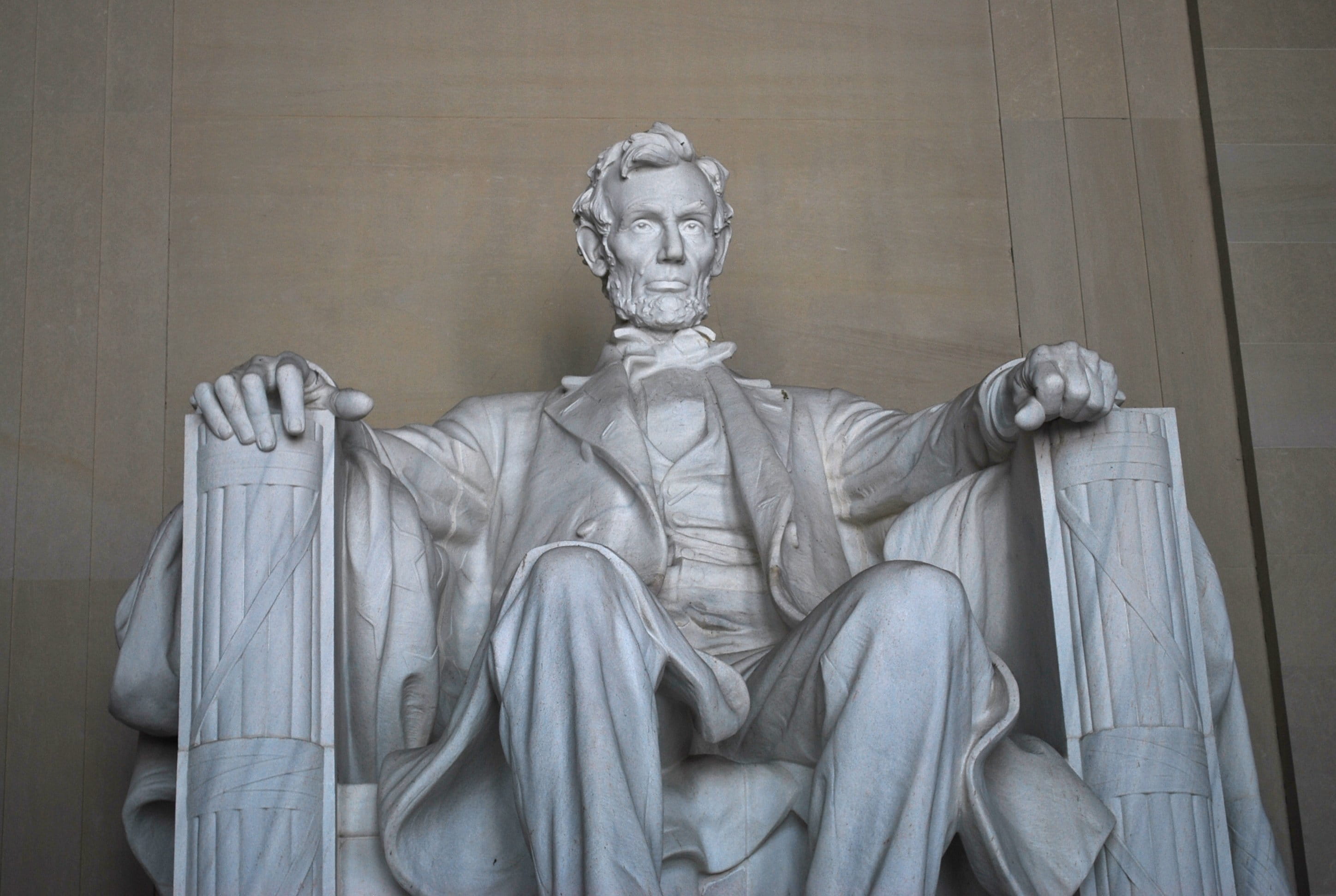 city, lincoln, male likeness, famous, national mall, memorial, 2K, creativity, human representation, Statue, travel, Lincoln Memorial, day, united states, HD Wallpaper