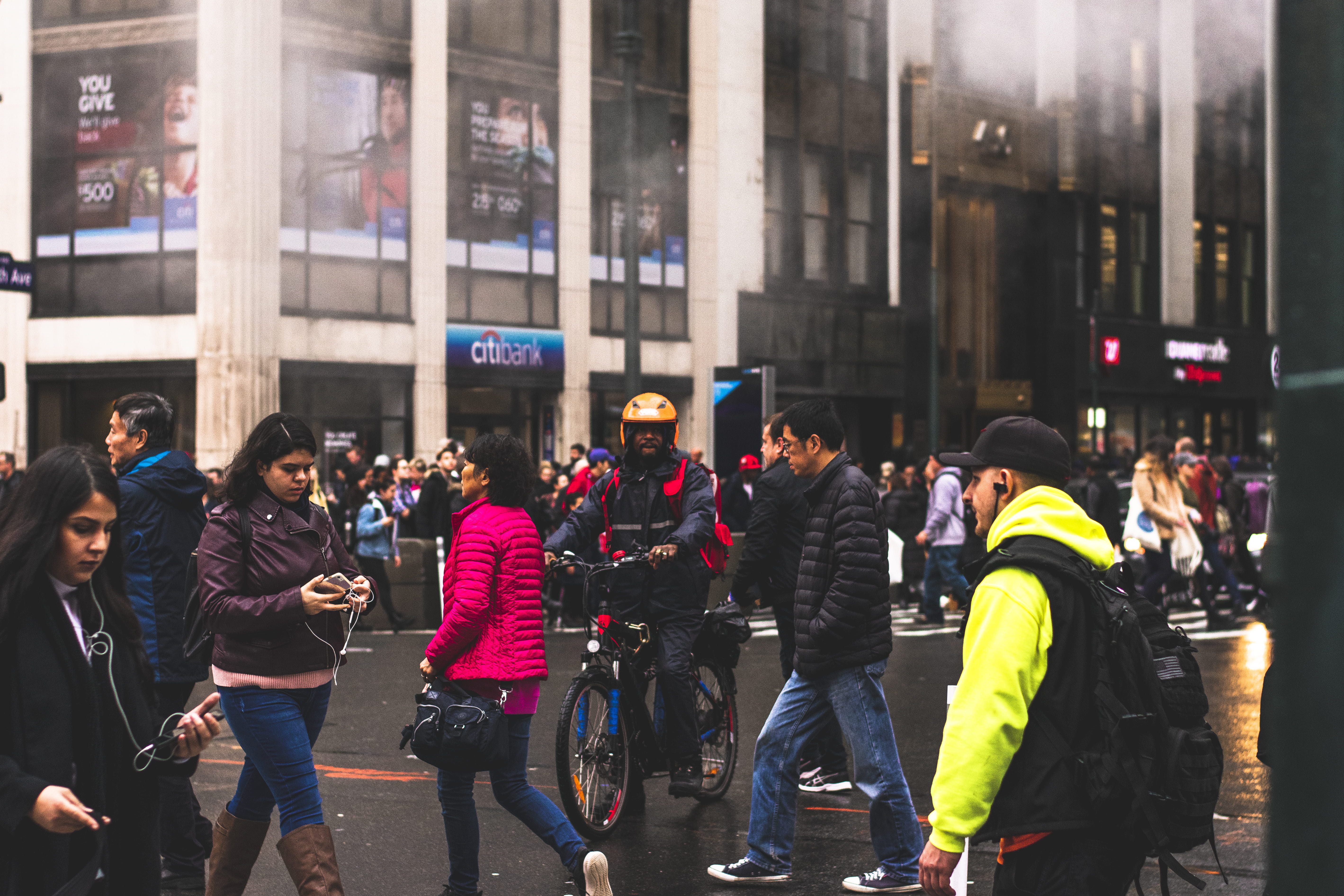 men, city life, city street, focus, group, day, warm clothing, built structure, 5K, road, busy street, urban, people, daylight, building exterior, architecture, HD Wallpaper