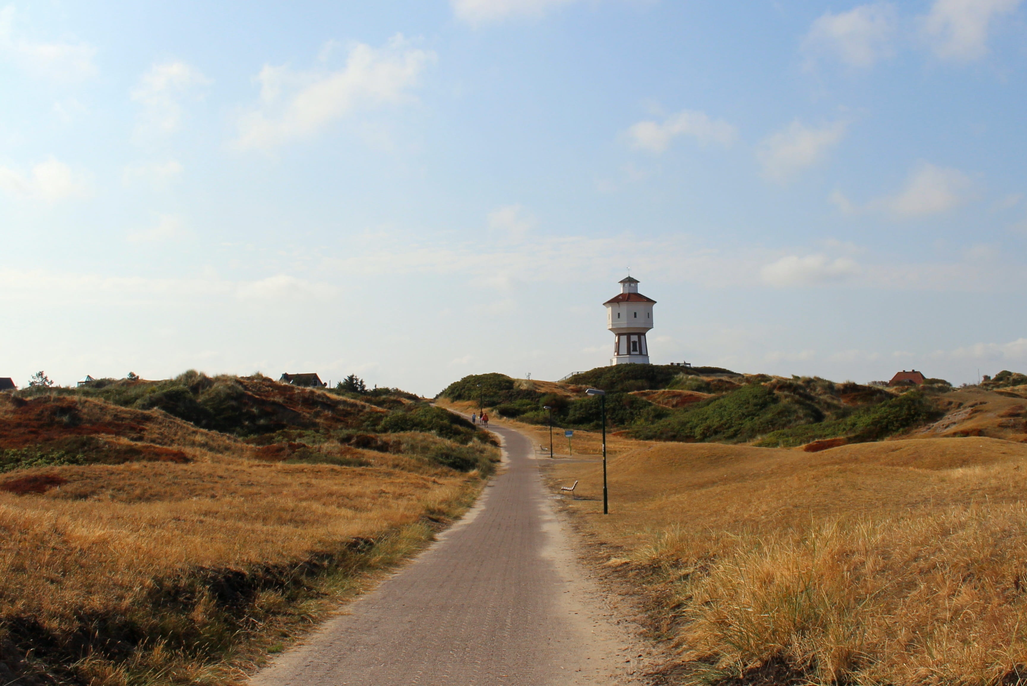 germany, land, lighthouse, outdoors, north sea, places of interest, the way forward, observation tower, langeoog, cloud - sky, coast, 2K, away, tranquility, HD Wallpaper