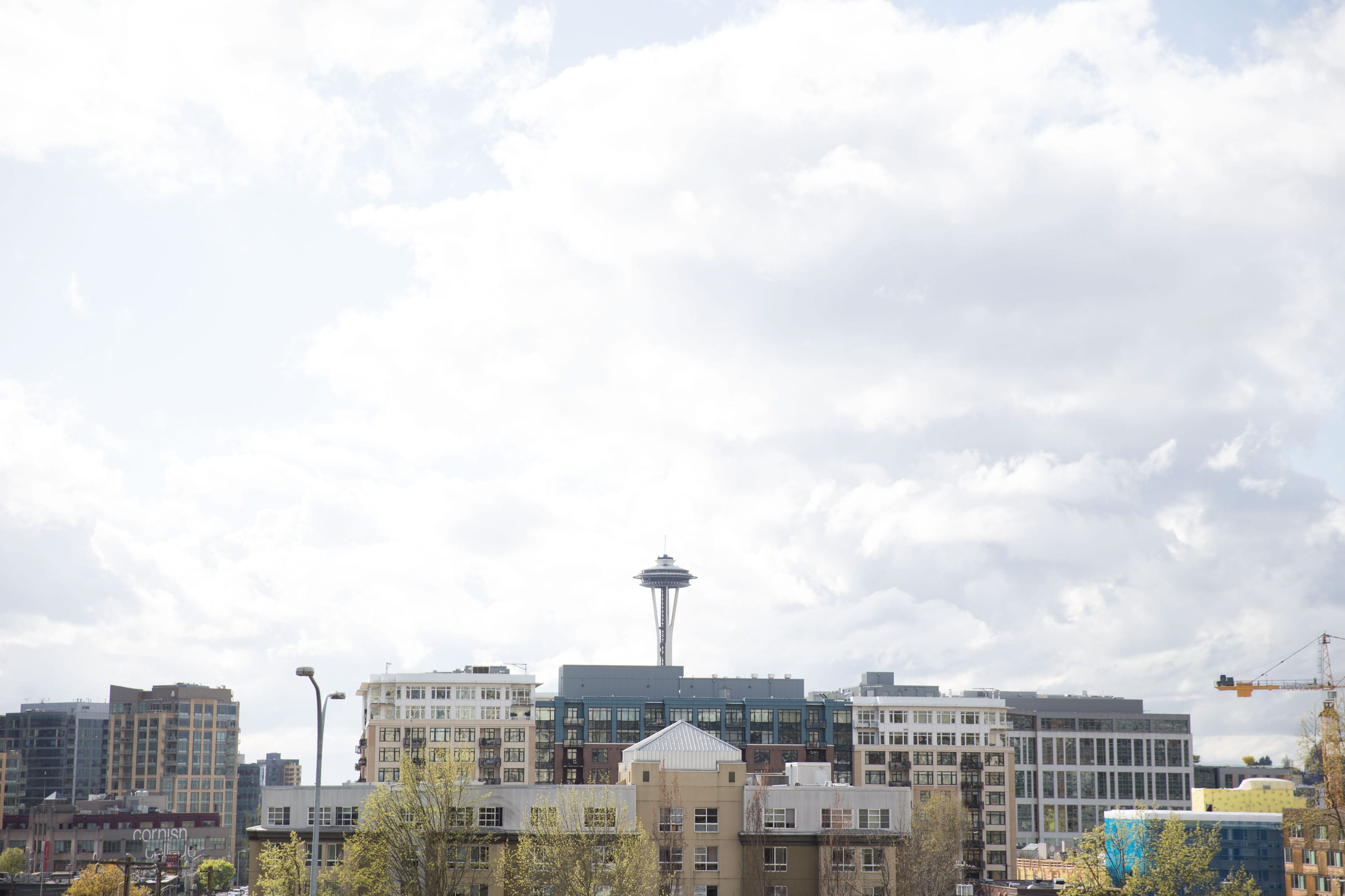 landmark, travel, space, industry, buildings, city life, skyscraper, day, cloudy, observation, washington, space needle, building, observatory, no people, HD Wallpaper