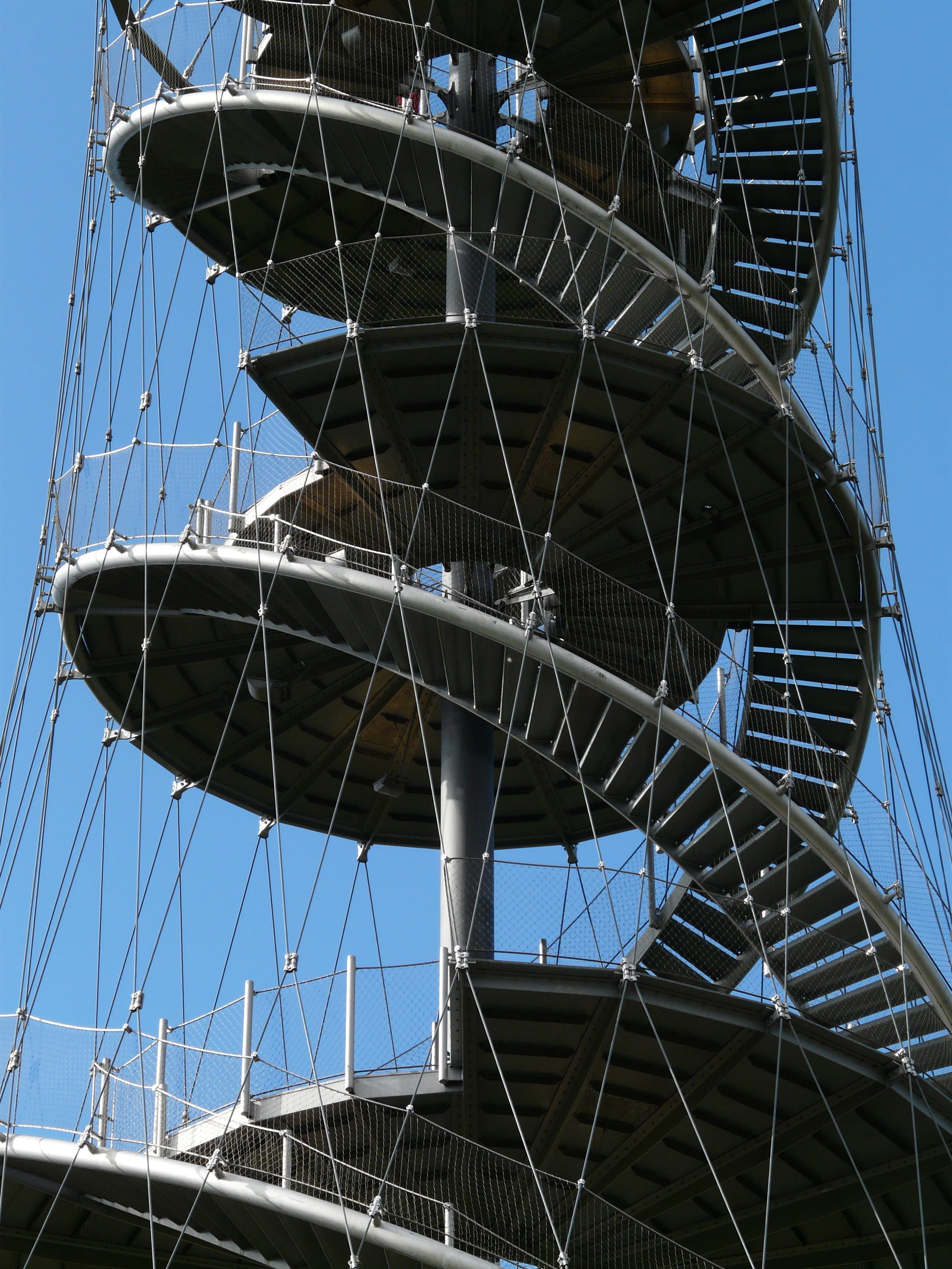 high, pattern, Spiral Staircase, sea, low angle view, blue, scaffold, travel, clear sky, recreation complex, stuttgart, no people, sky, upgrade, architecture, Phone HD Wallpaper