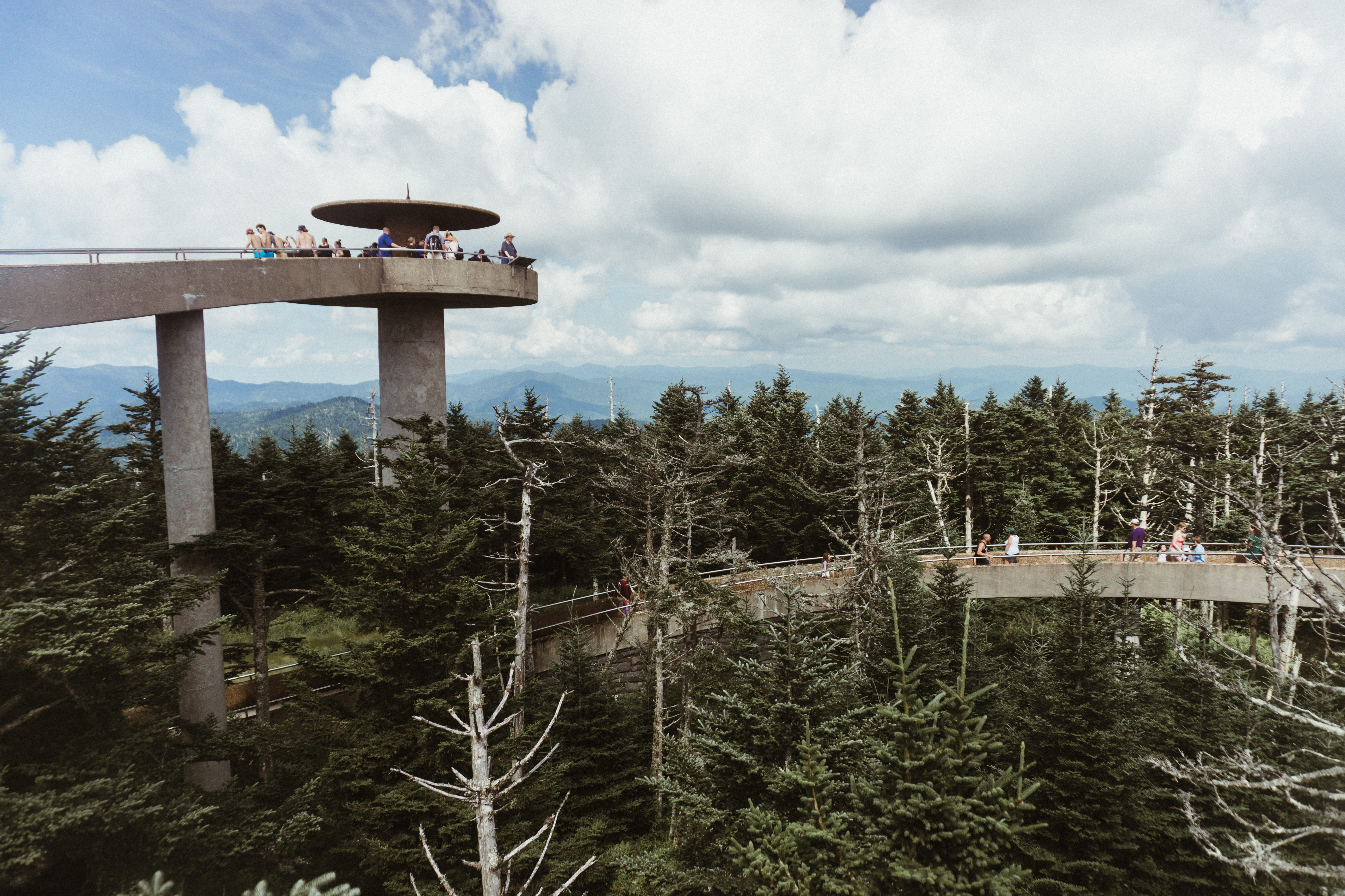 person, clingmans dome, looking, transportation, fir, sky, us, plant, weather, land, great smoky mountains national park, abies, people, tower, scenics - nature, HD Wallpaper