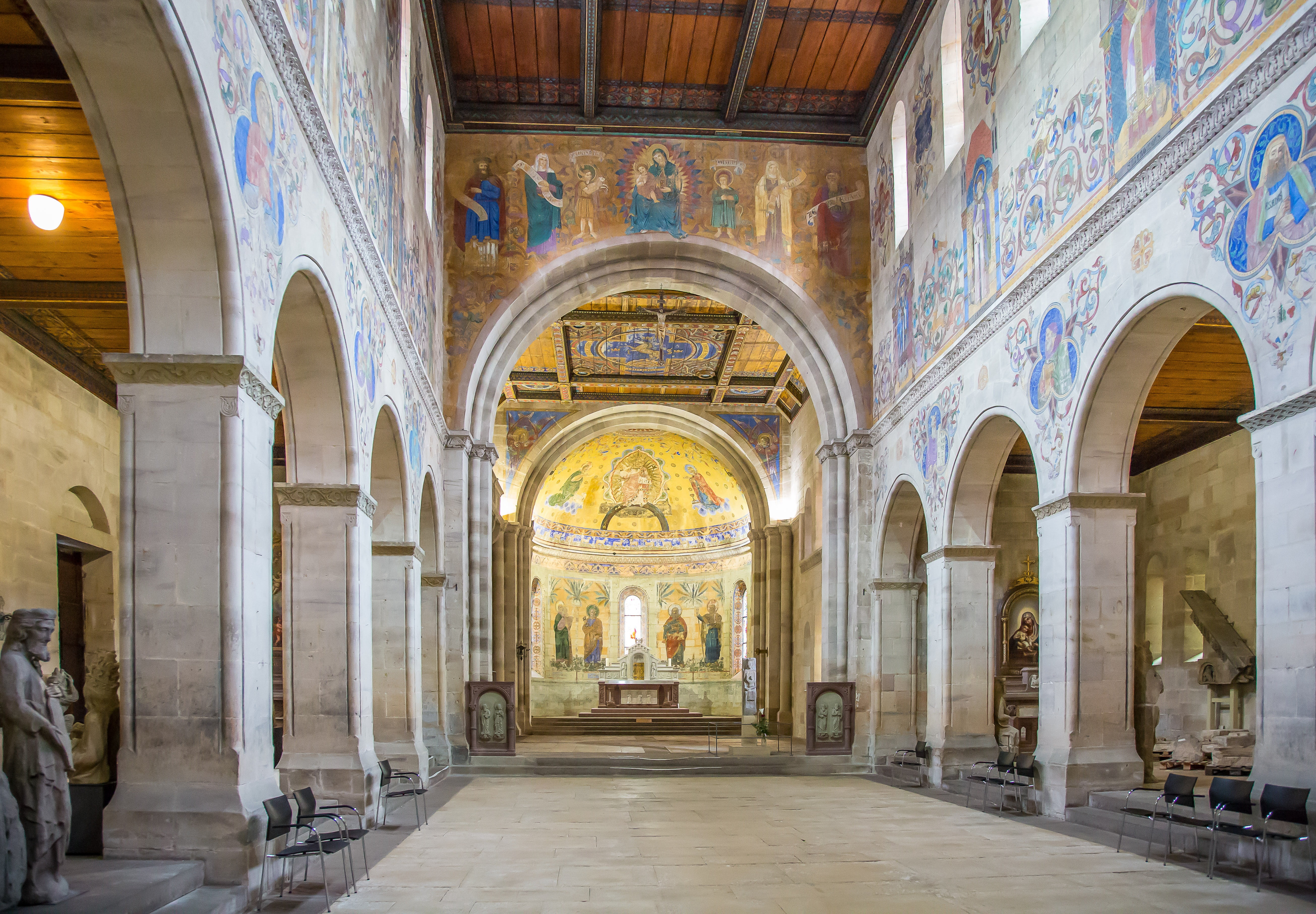 5K, rhaeto romanic, johanniskirche, building, architecture, arched, religion, place of worship, illuminated, historically, indoors, day, romanesque, the past, HD Wallpaper
