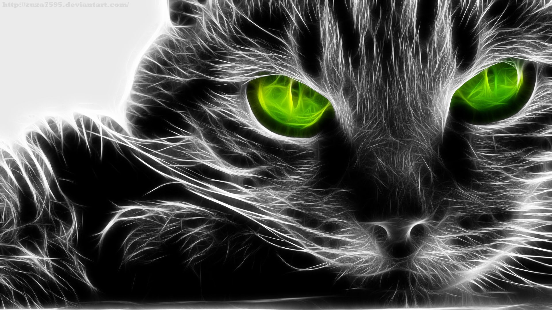digital art, animals, Fractalius, cat, 1080P, HD Wallpaper