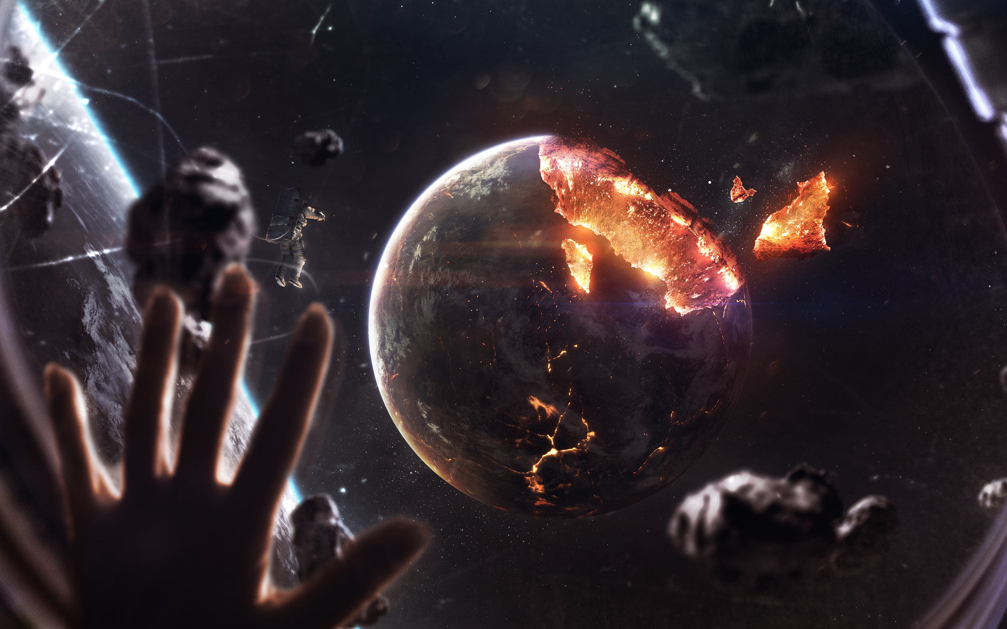 1080P, space, apocalyptic, space art, planet, digital art, 500px, Vadim Sadovski, HD Wallpaper