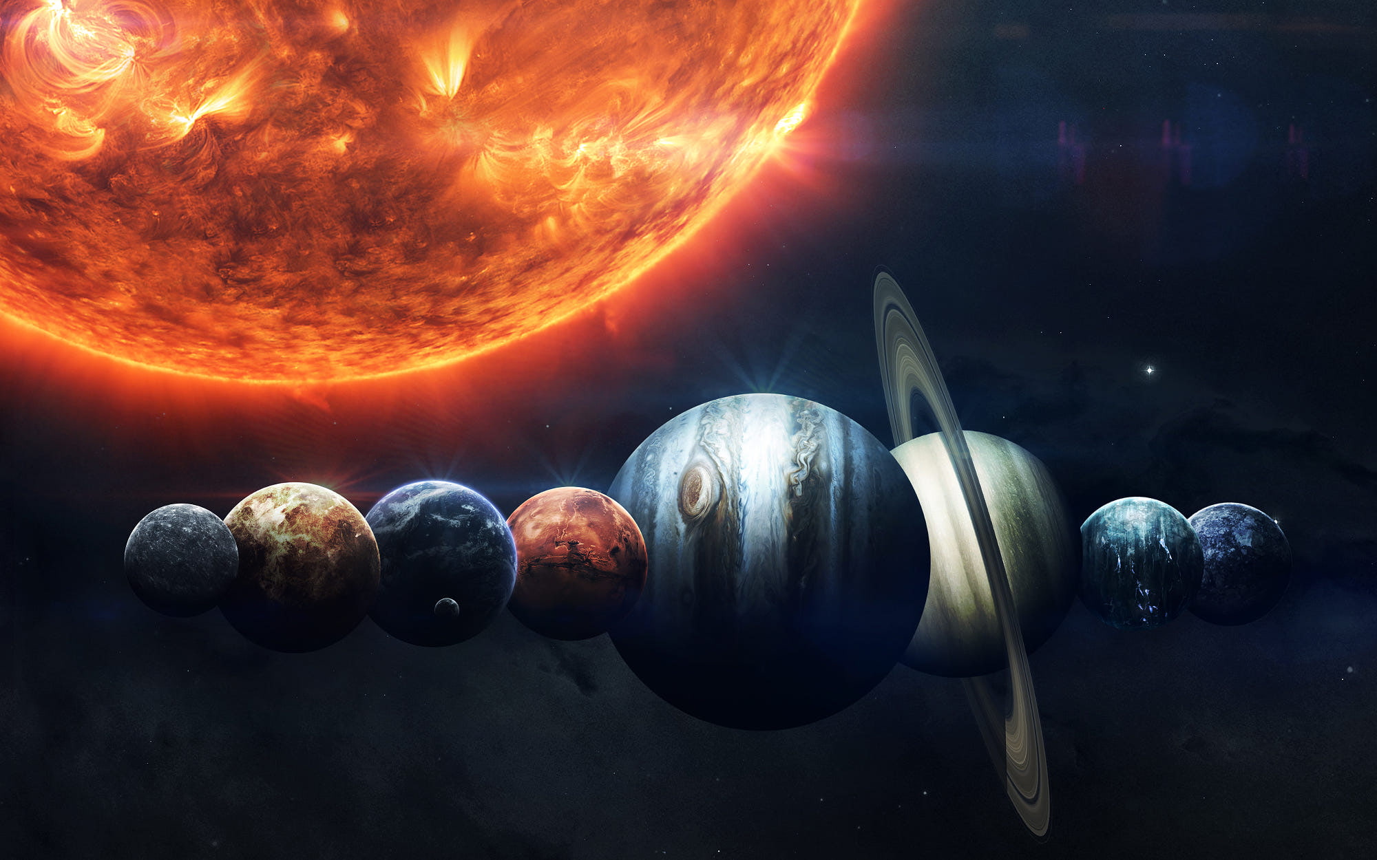 space art, planet, Sun, digital art, 1080P, space, Vadim Sadovski, HD Wallpaper