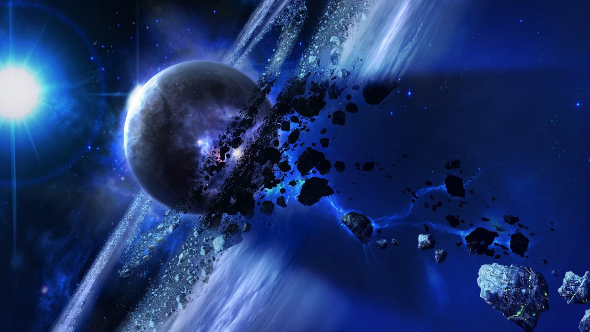 1080P, night, water, illuminated, planet - space, cosmos, science, planet earth, space art, outdoors, globe - man made object, digital art, purple, futuristic, HD Wallpaper
