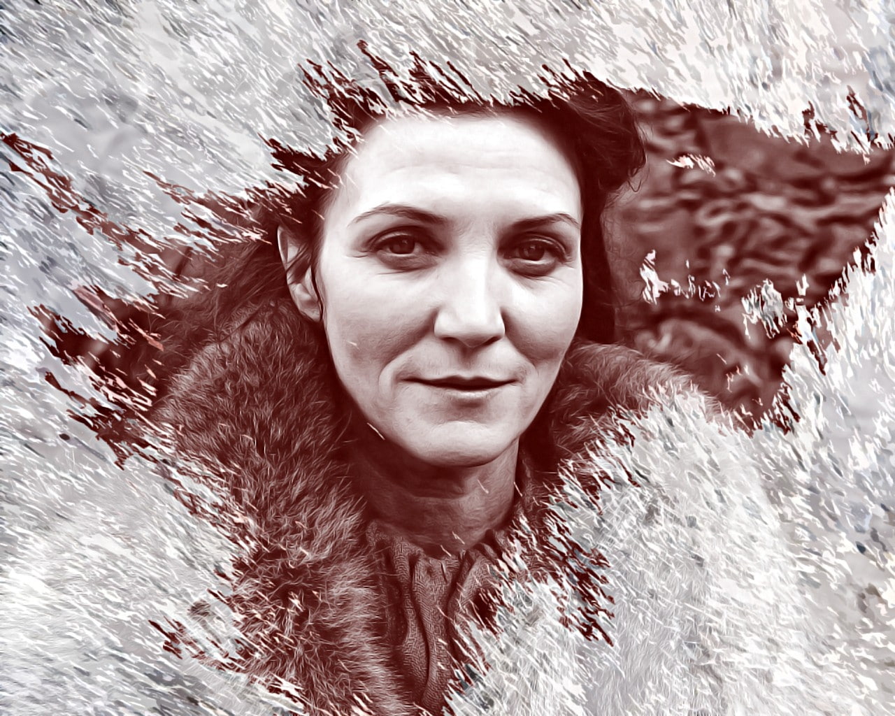 tv, fire, entertainment, fantasy art, song, art, game, catelyn, fantasy, house, ice, 720P, direwolf, stark, thrones, series, hd, Game of Thrones, HD Wallpaper