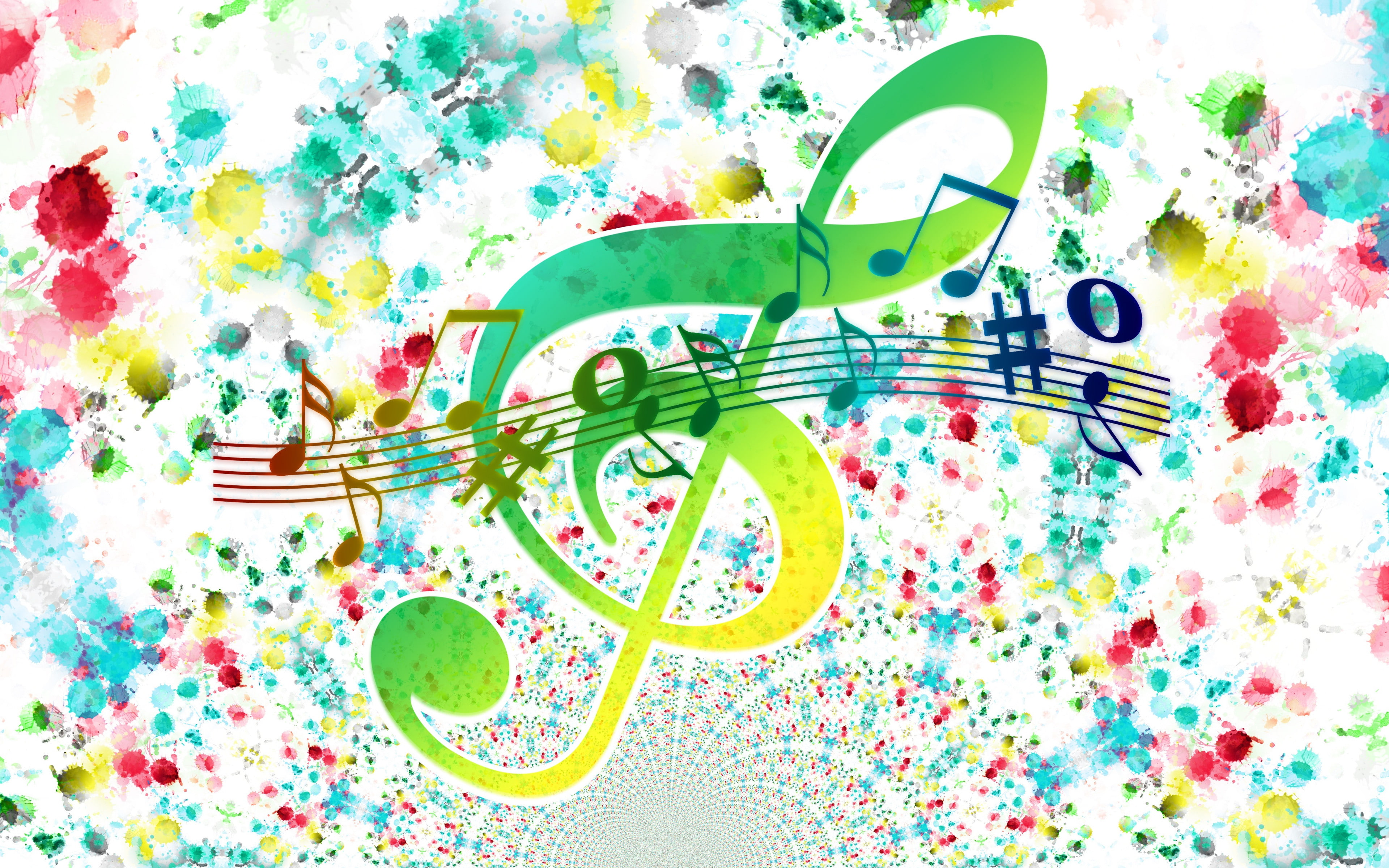 Colorful, treble clef, notes backgrounds, 4K, art, Download 3840x2400 treble clef, HD Wallpaper