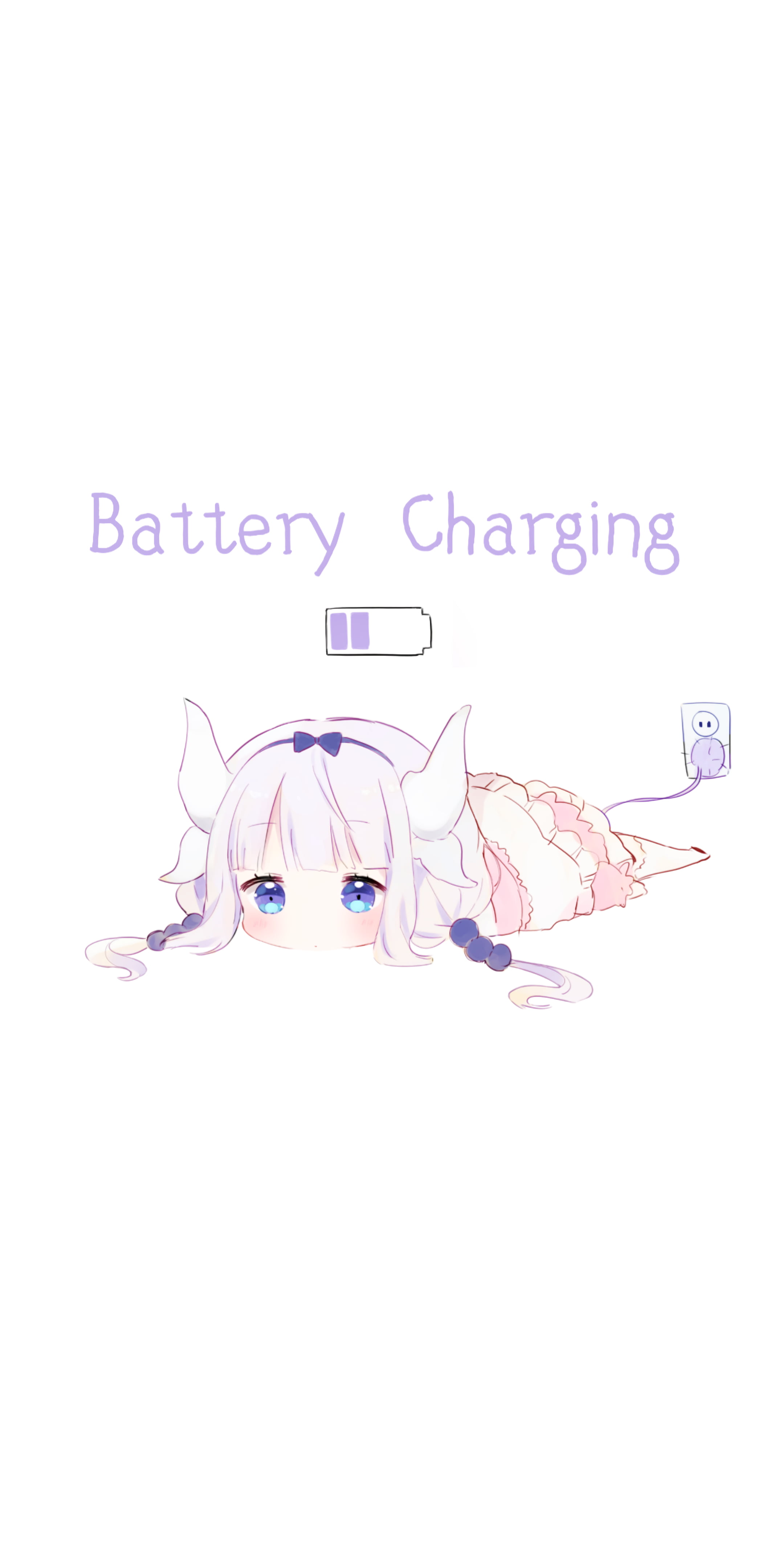 Kanna Kobayashi-san Chi no Maid Dragon, Dragon maid, white background, 4K, anime girls, loading, purple eyes, simple background, horns, Phone HD Wallpaper