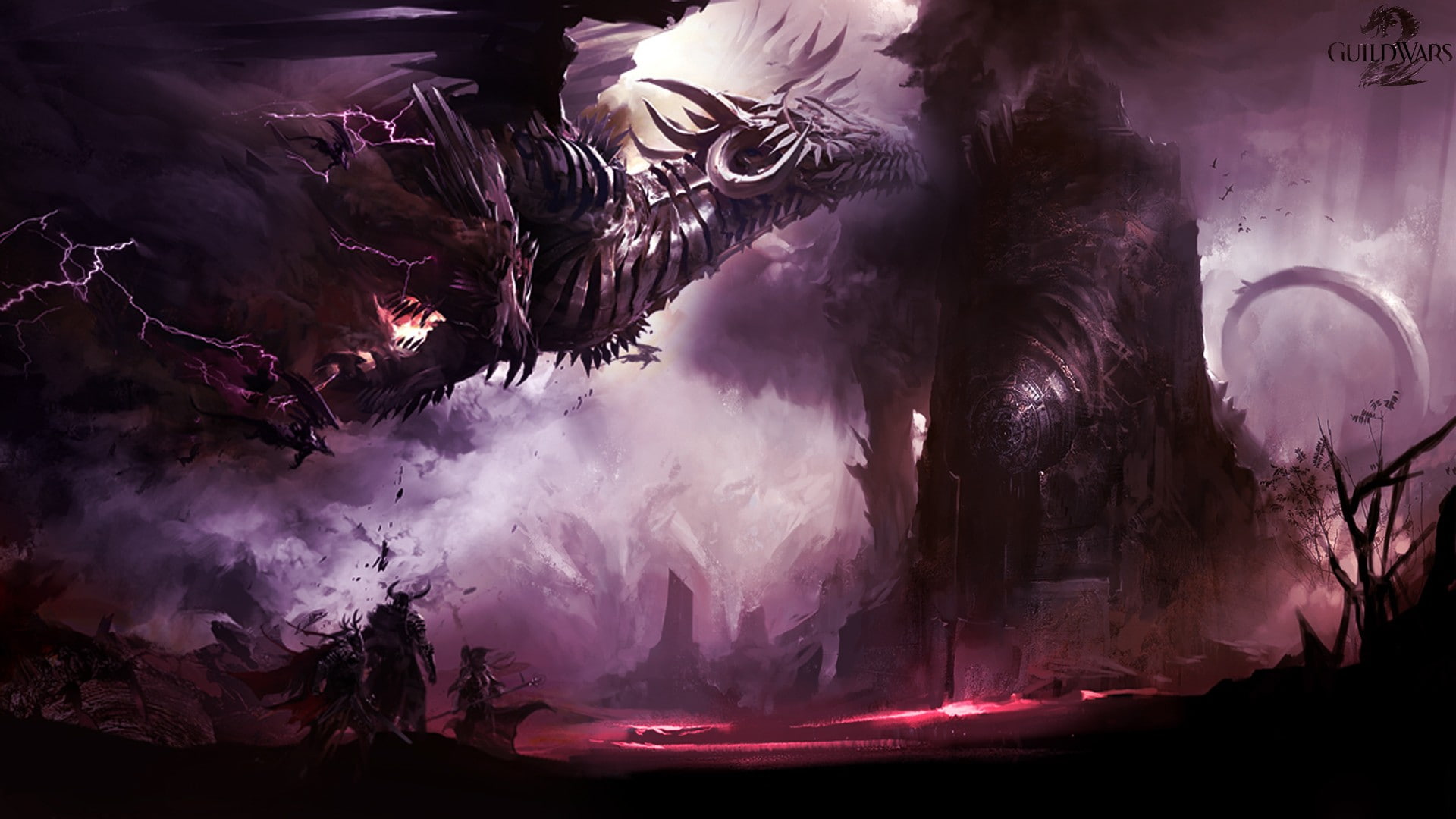 hd, video, guild, x, games, 1080P, wars, purple, art, lightning, dragons, HD Wallpaper