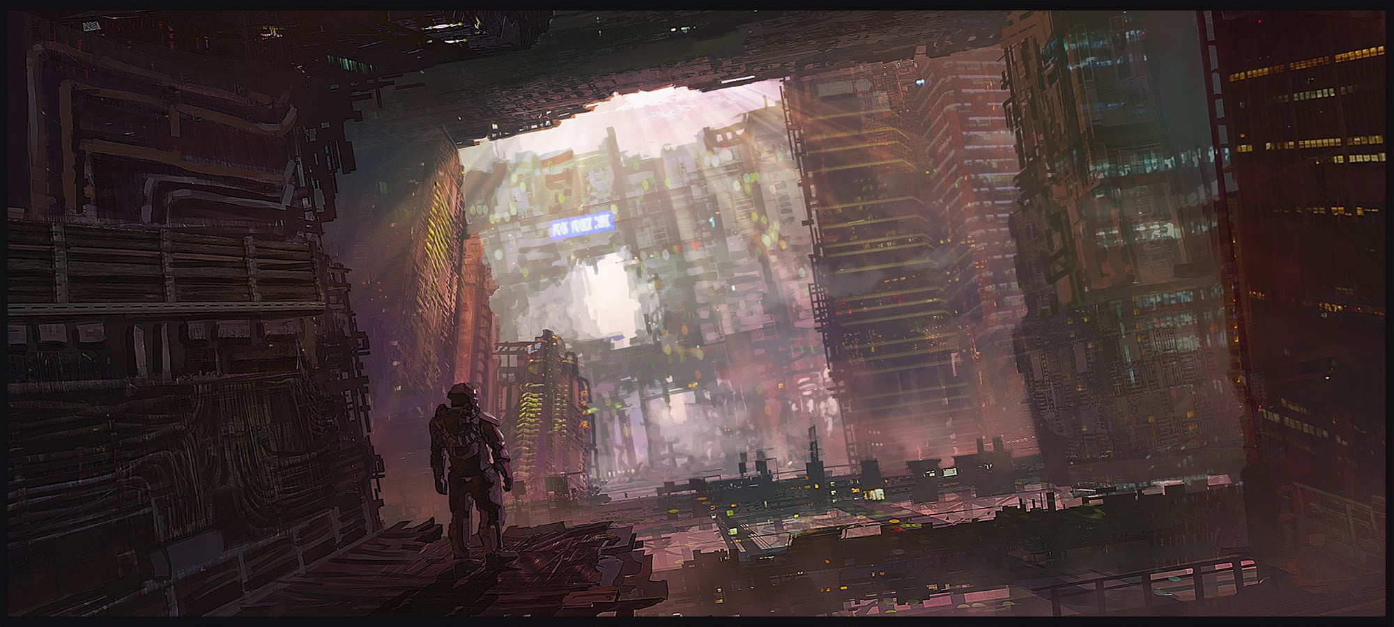 architecture, residential district, science fiction, concept art, real people, city, nature, built structure, illustration, futuristic city, futuristic, HD Wallpaper