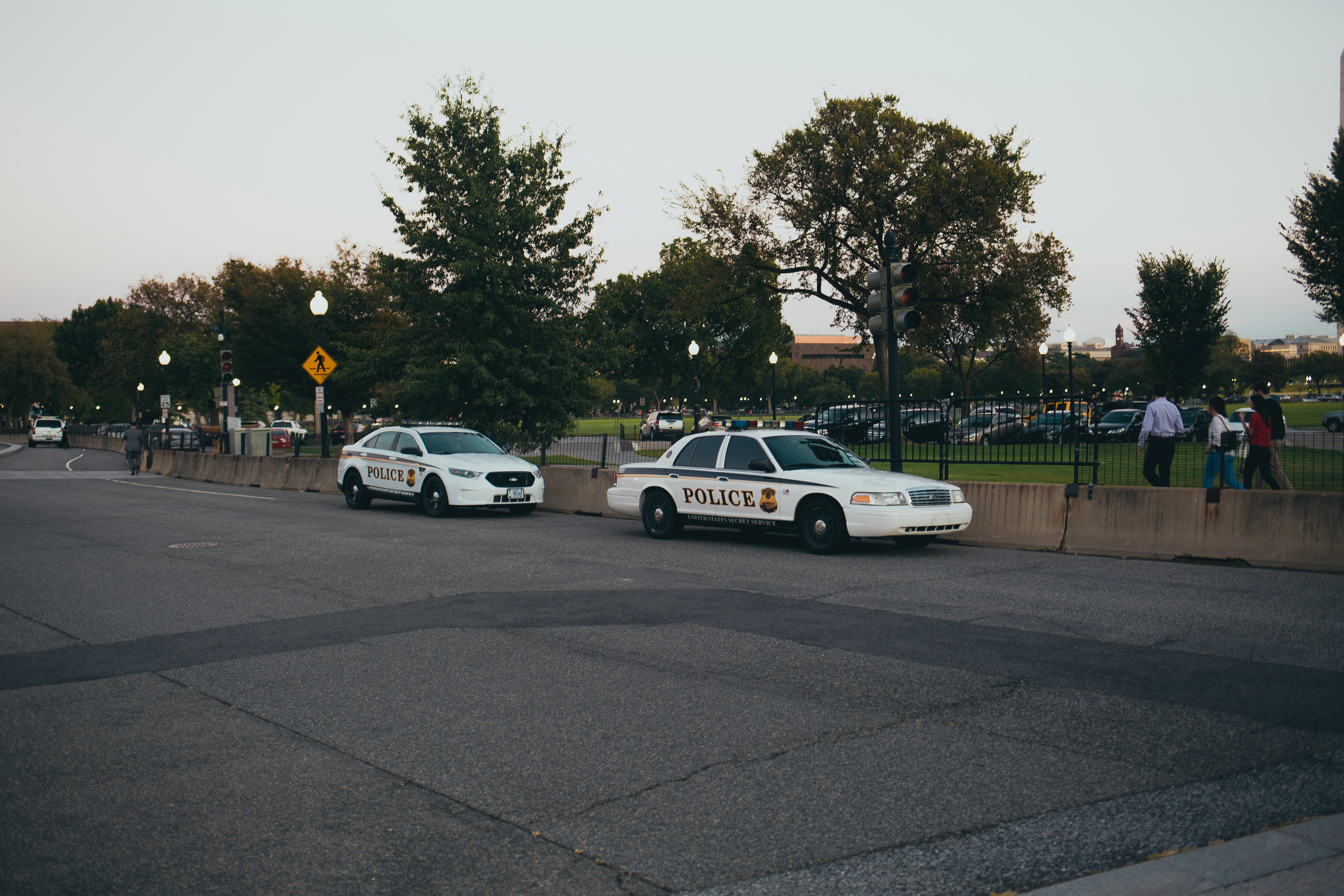 city, road, building exterior, pair, beside, street, day, 5K, motor vehicle, sky, people, police, sign, near, cars, land vehicle, incidental people, car, HD Wallpaper