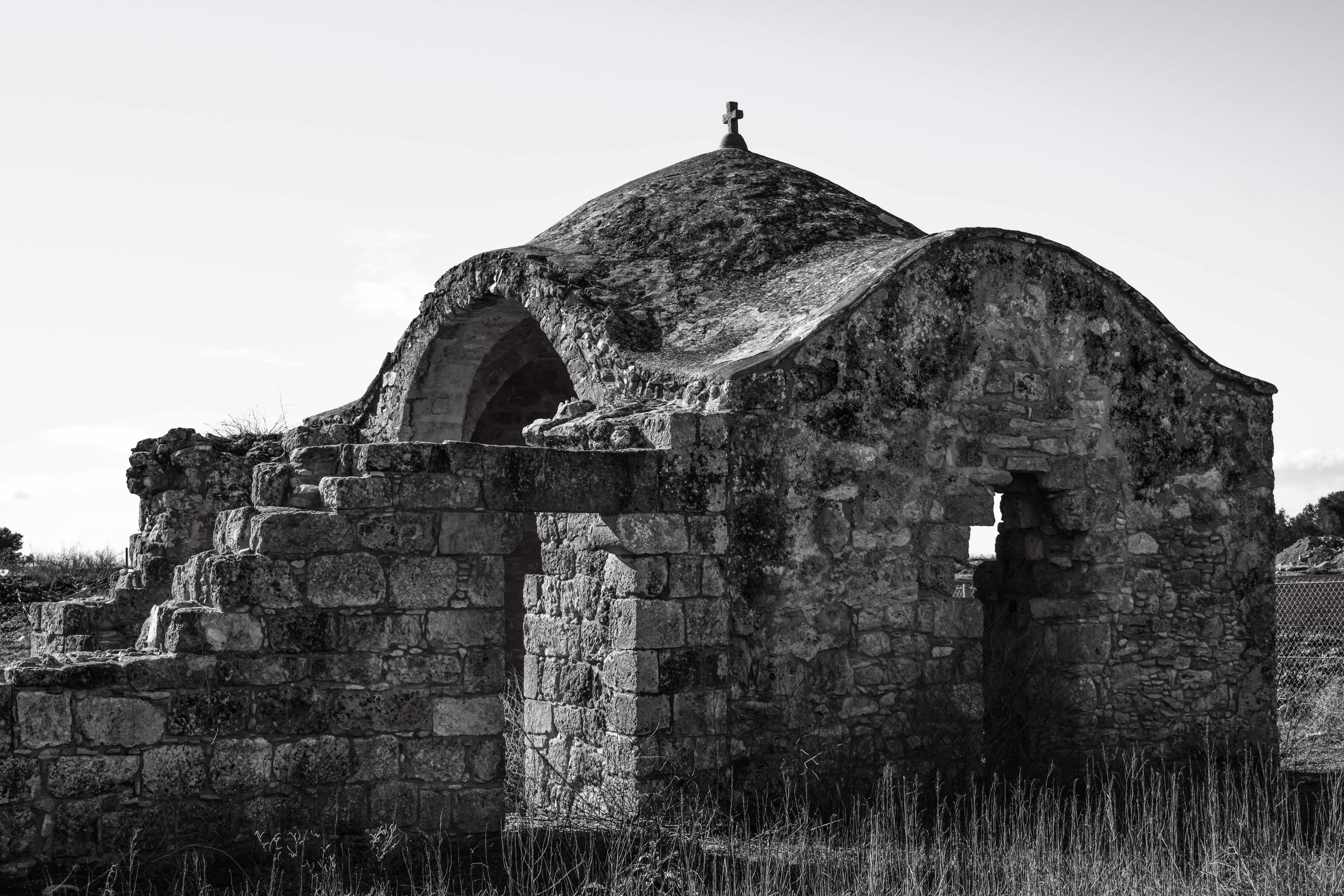 no people, travel destinations, day, ancient, built structure, abandoned, sotira, church, archaeology, religion, clear sky, sky, building exterior, ancient civilization, HD Wallpaper