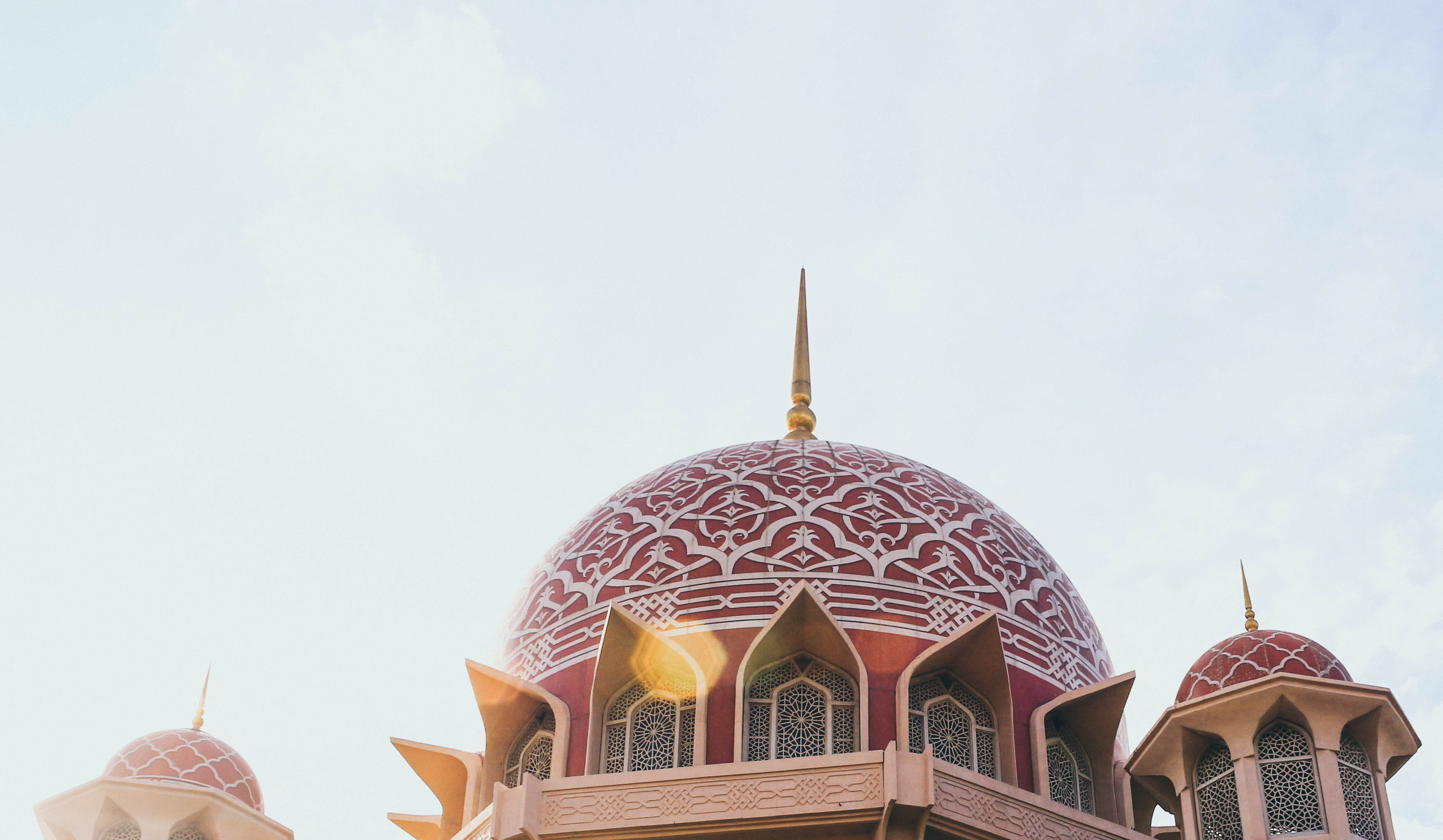 built structure, religion, outdoors, building exterior, nature, tourism, pink, low angle view, mosque, belief, place of worship, 2K, city, travel, spirituality, HD Wallpaper