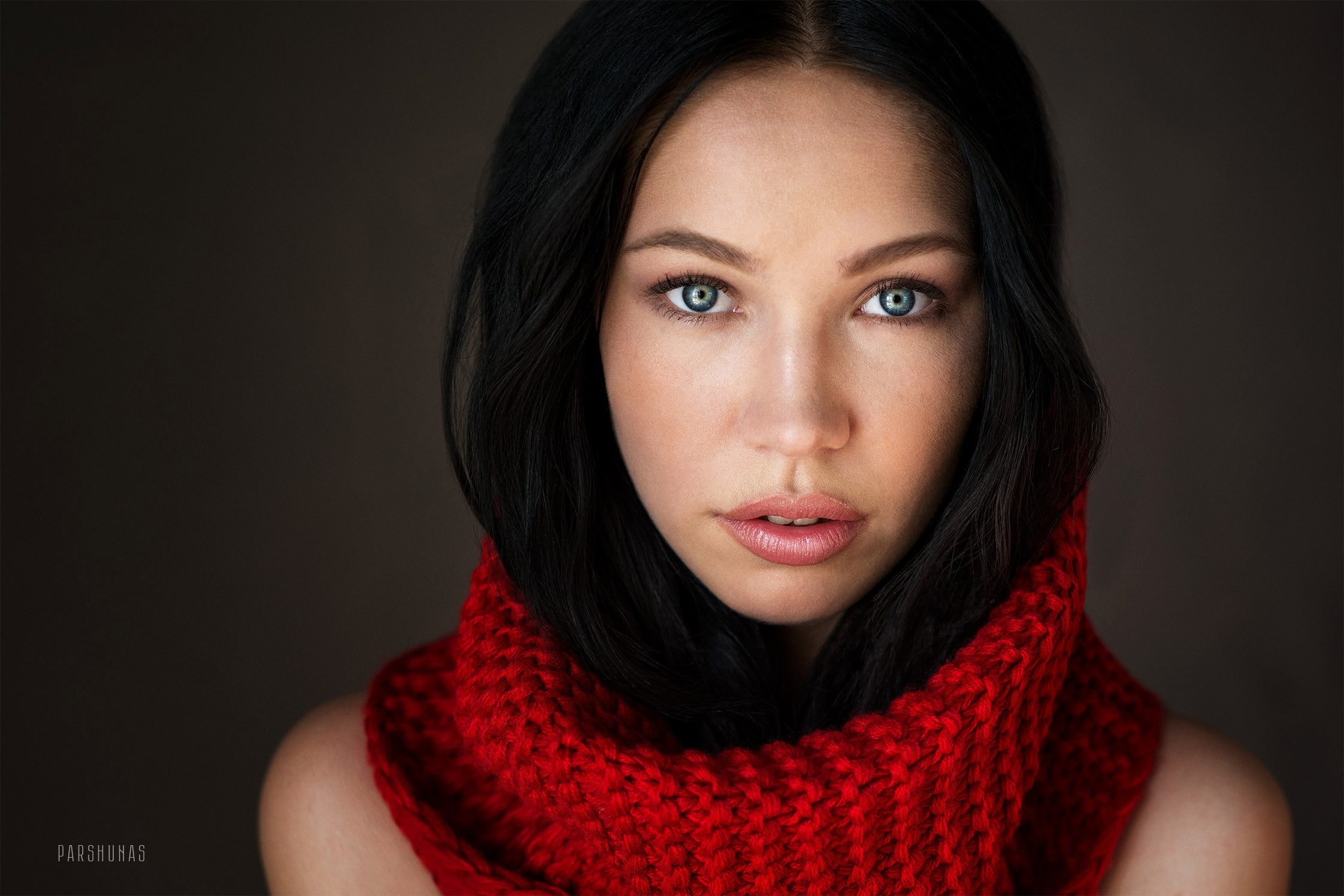 black hair, 1080P, simple background, Anton Parshunas, women, portrait, face, Liza Verzilova, HD Wallpaper