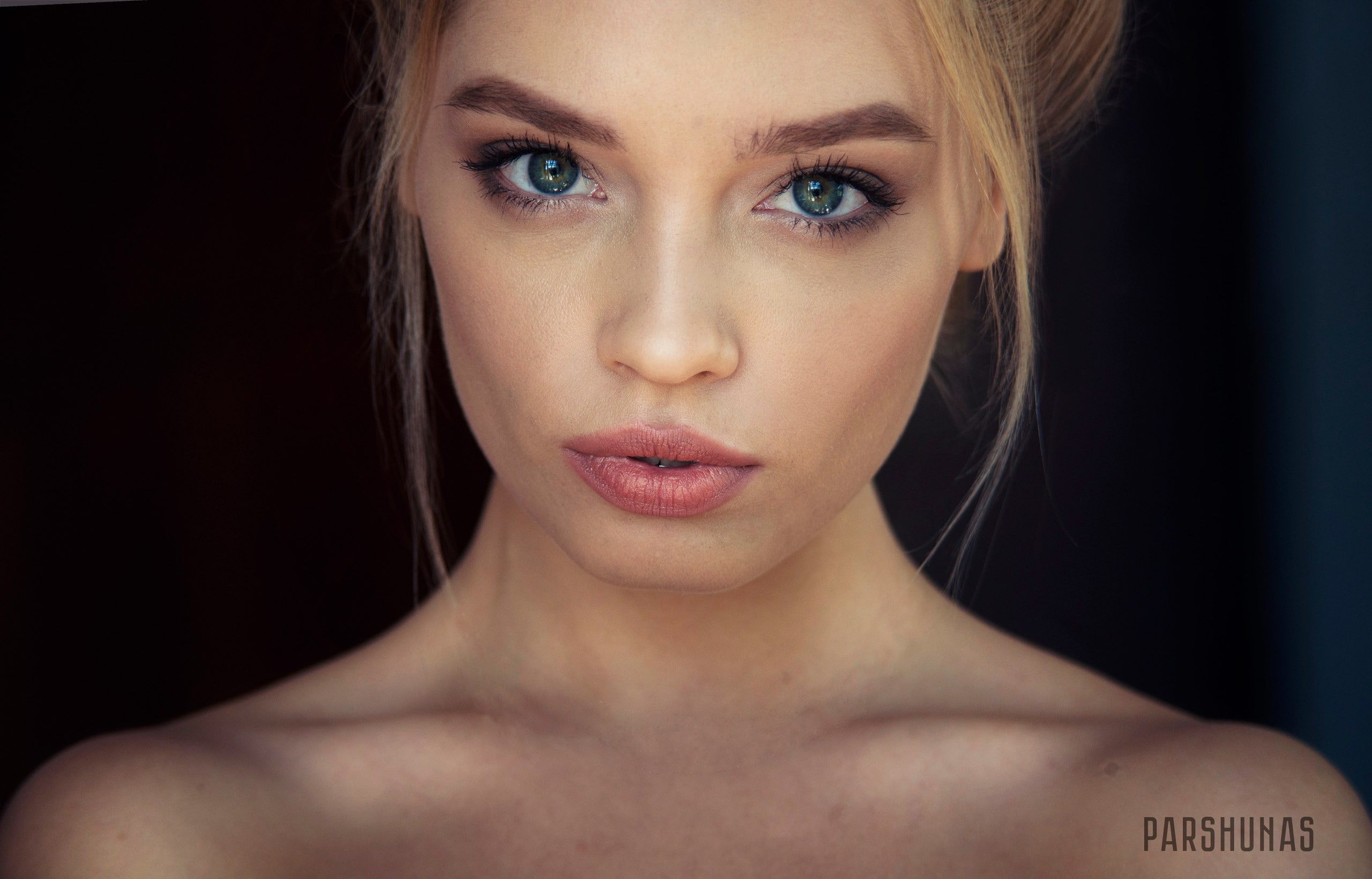 eyes, closeup, portrait, blonde, Anton Parshunas, lips, face, 2K, women, HD Wallpaper