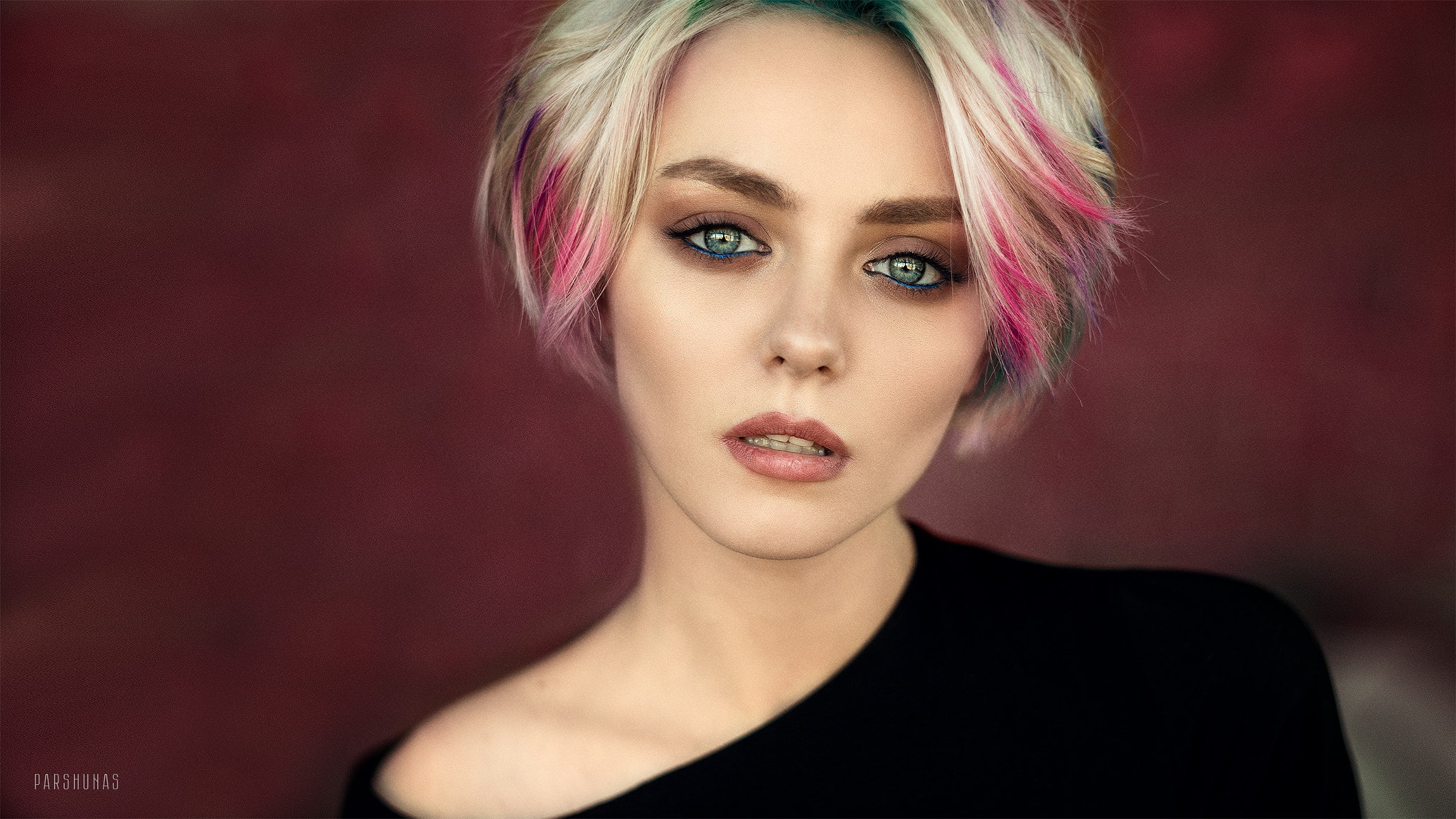 face, women, portrait, blonde, Anton Parshunas, 1080P, dyed hair, HD Wallpaper