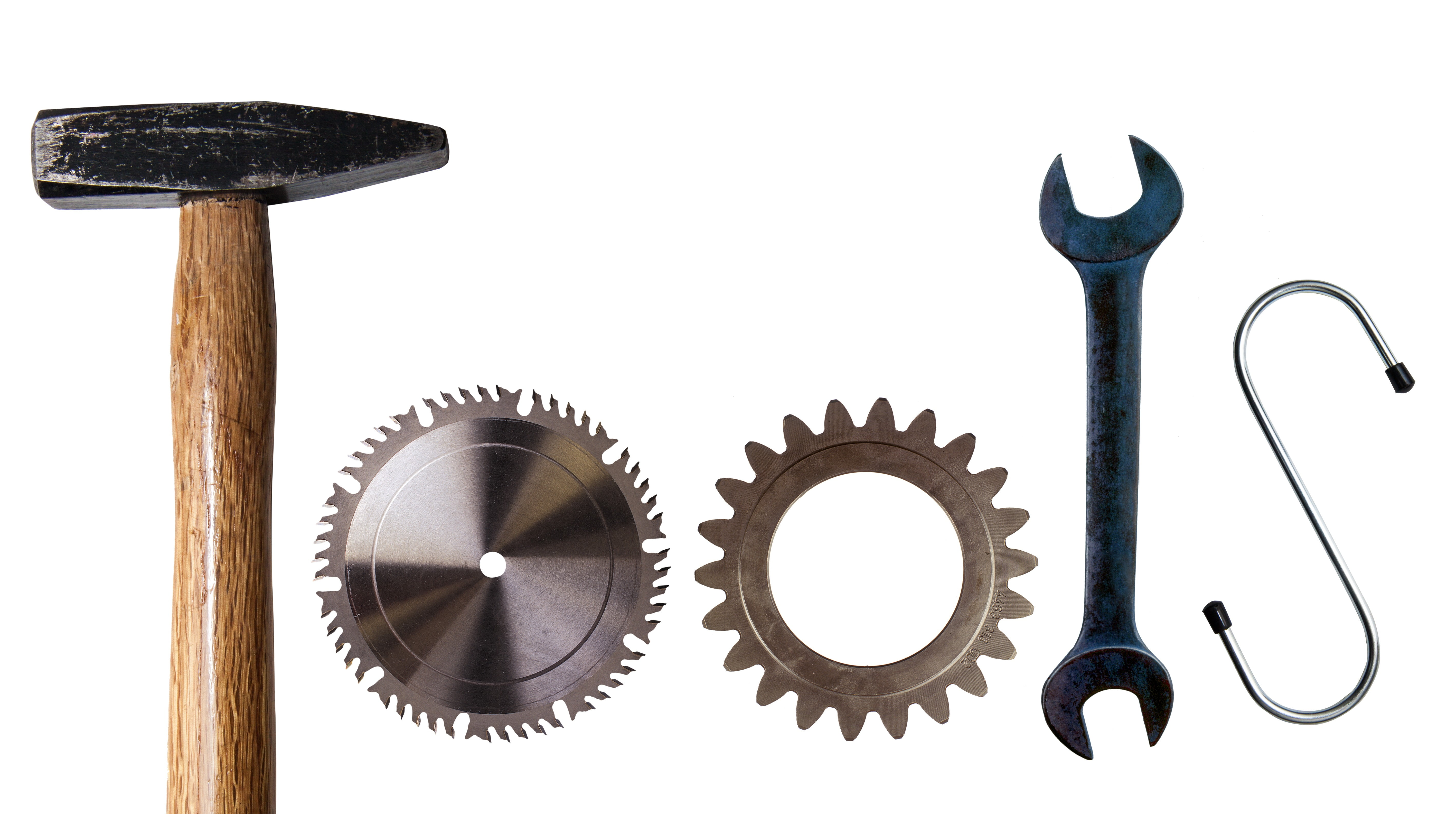 word, studio shot, white background, indoors, tool set, diy, hammer, assorted, machine part, 5K, work Tool, man made, logo, hand, construction Industry, HD Wallpaper