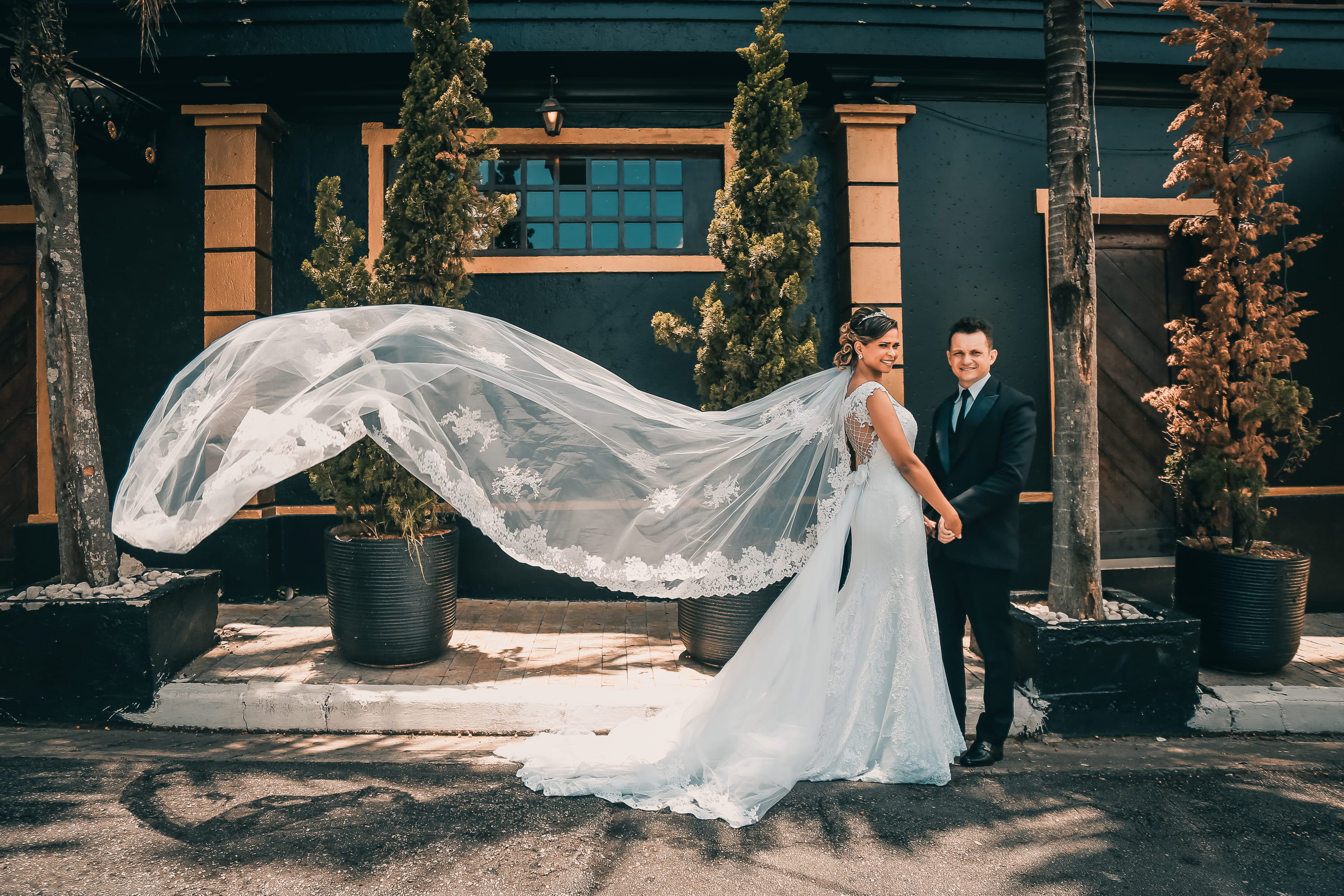 real people, couple, standing, lifestyles, built structure, life events, men, celebration, two people, outdoors, fashion, wedding dress, event, adult, positive emotion, HD Wallpaper