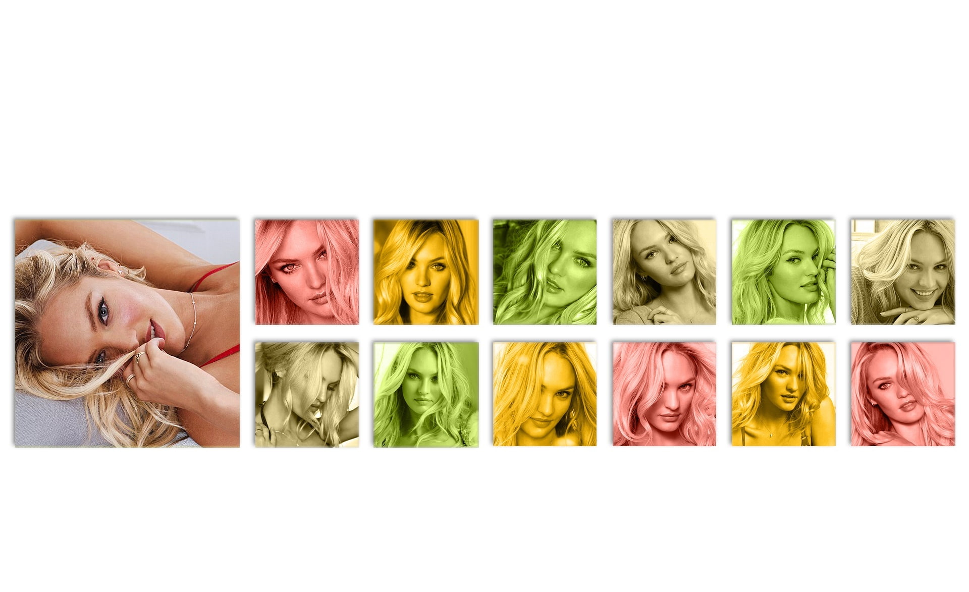 white background, Candice Swanepoel, representation, indoors, choice, copy space, multi colored, s, photo, people, women, candice, studio shot, digital composite, HD Wallpaper