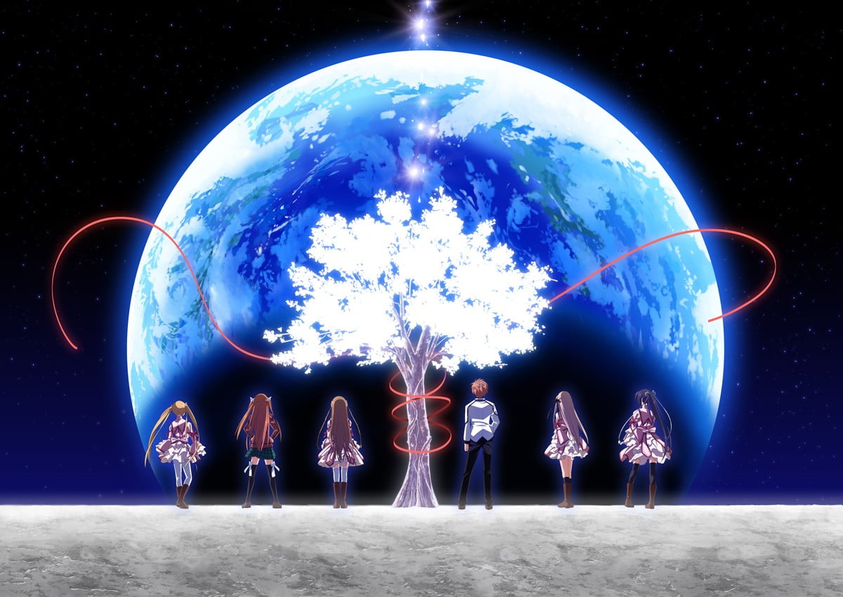 planet - space, Kagari (Rewrite), group of people, Kotori Kanbe, composite image, Sizuru Nakatsu, creativity, sphere, sky, night, Rewrite, digital composite, HD Wallpaper