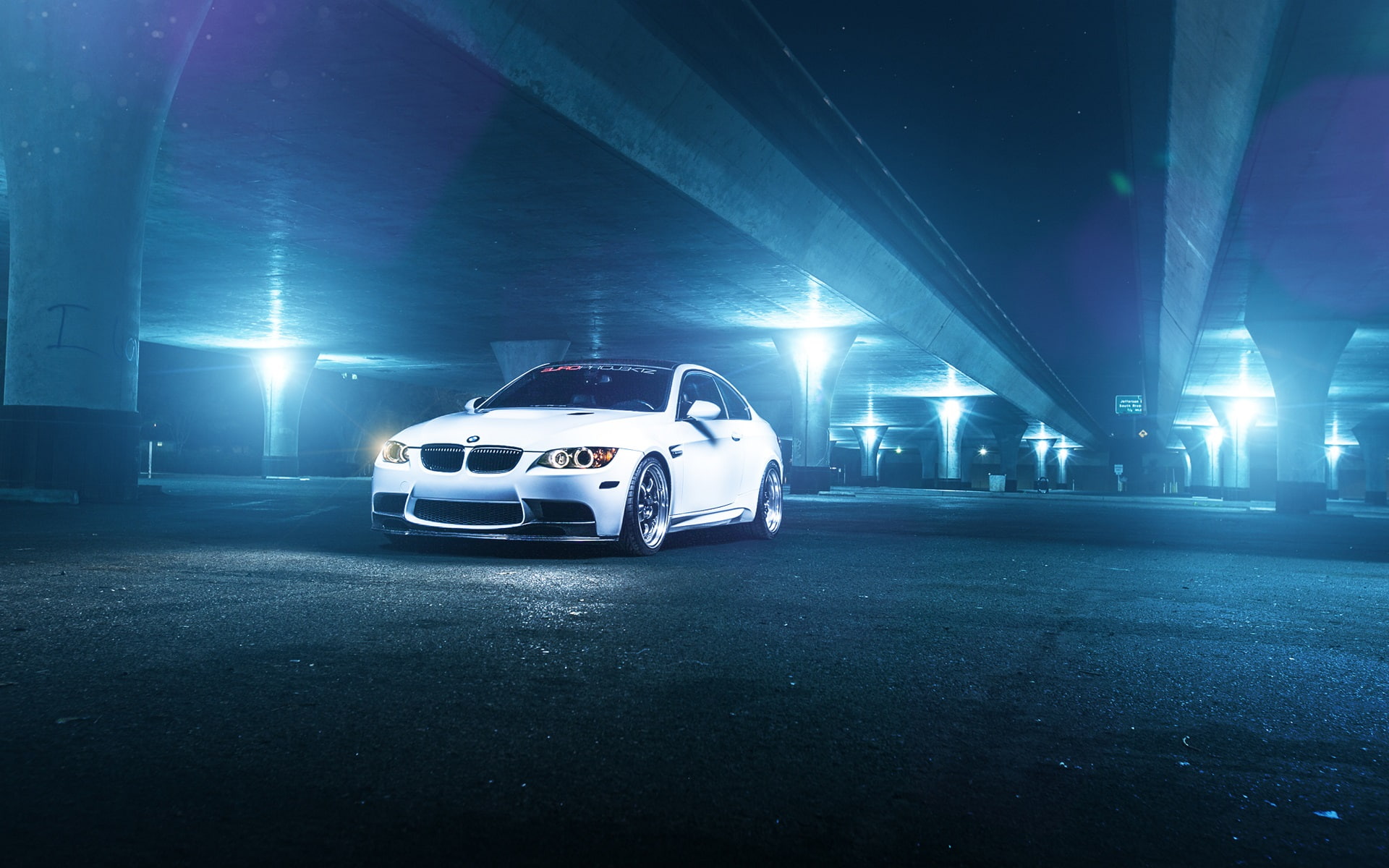 White, 1080P, m, Lights, Night, BMW, Car, e, HD Wallpaper