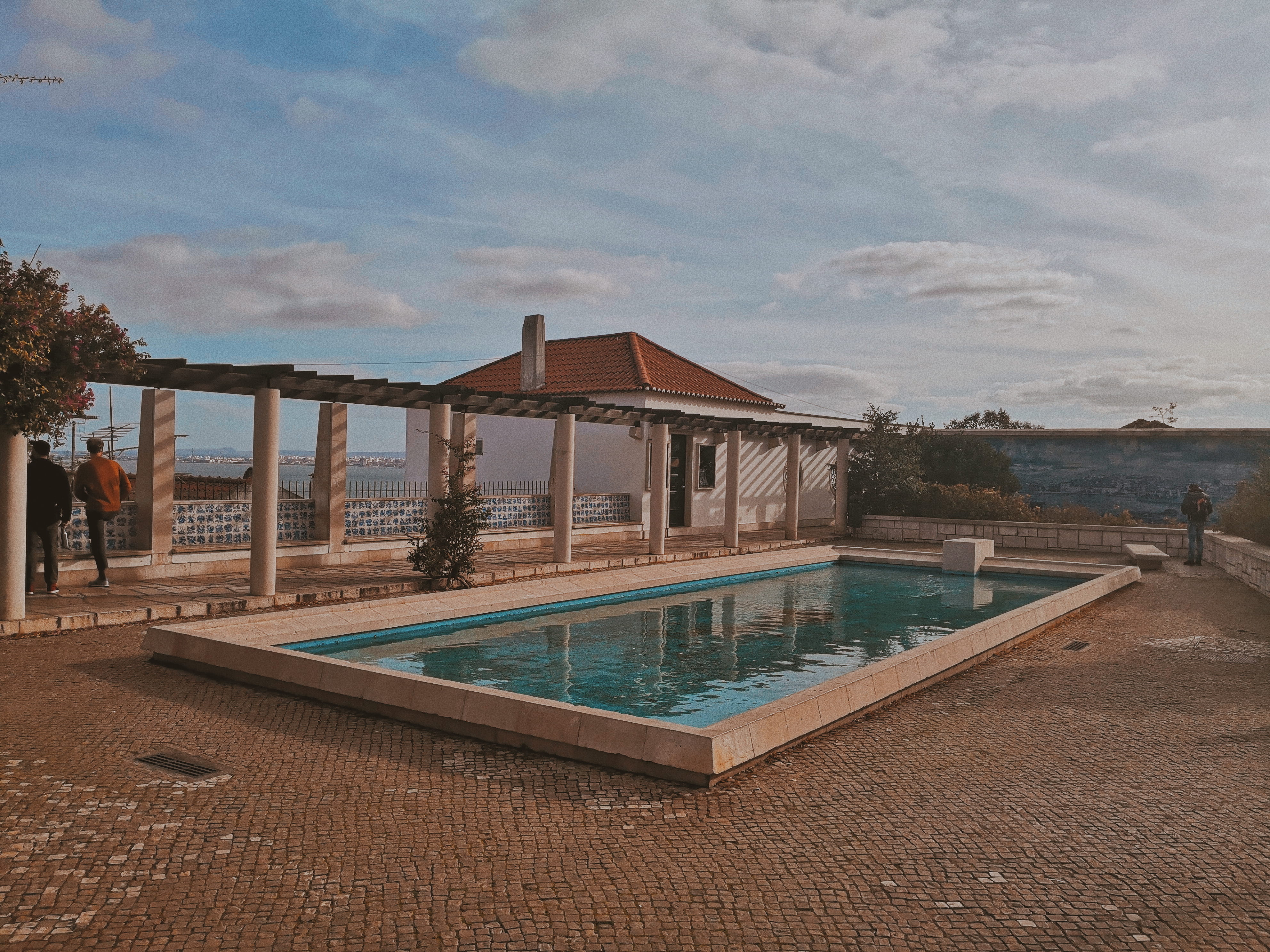 patio, travel, incidental people, nature, cloud - sky, villa, sky, travel destinations, tree, water, portugal, day, built structure, lisboa, outdoors, alphama, HD Wallpaper