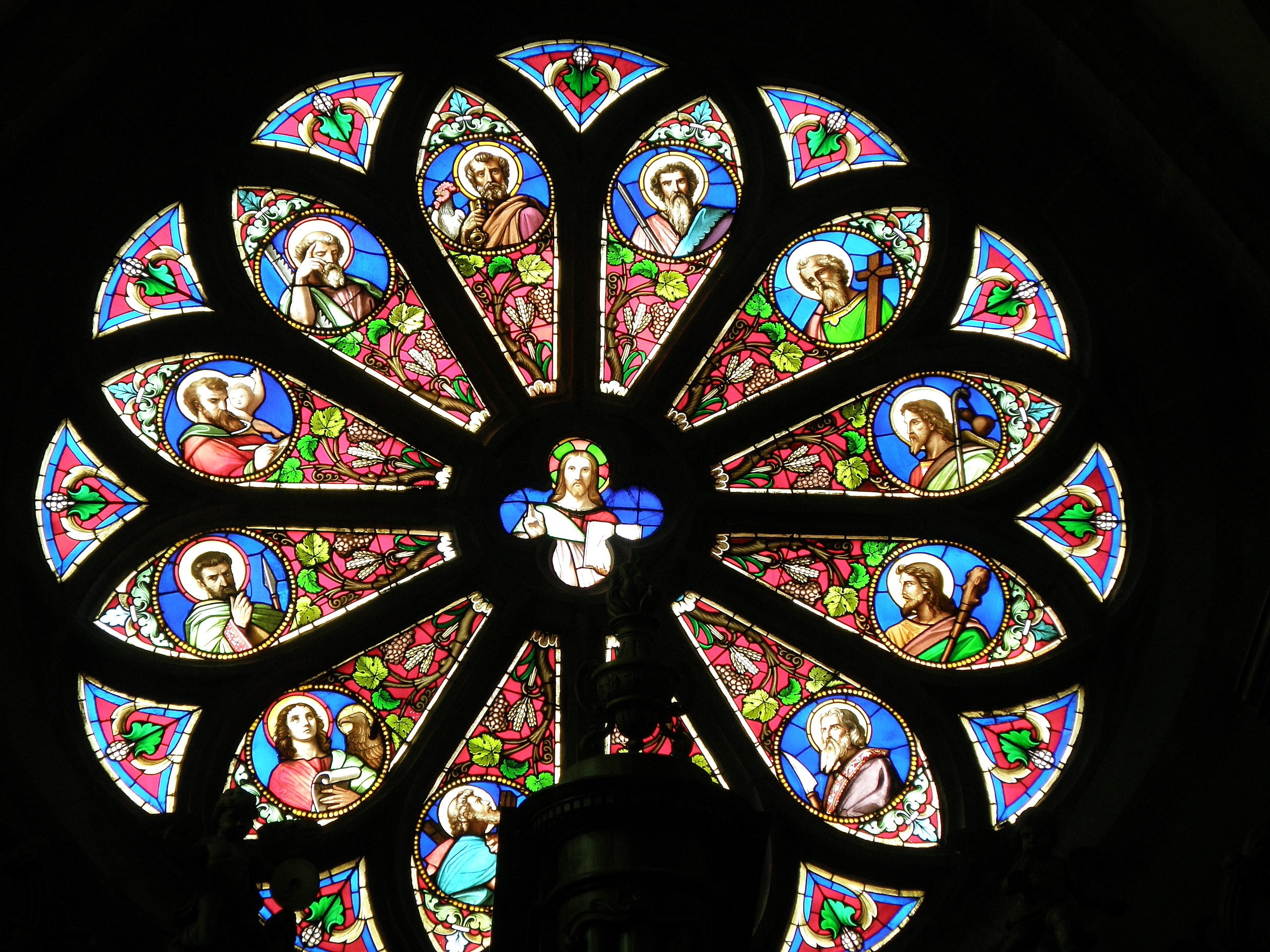 ceiling, no people, spirituality, art and craft, ornate, cathedral, stained Glass, decoration, rosette, belief, decorative, church, history, religion, glass - material, HD Wallpaper