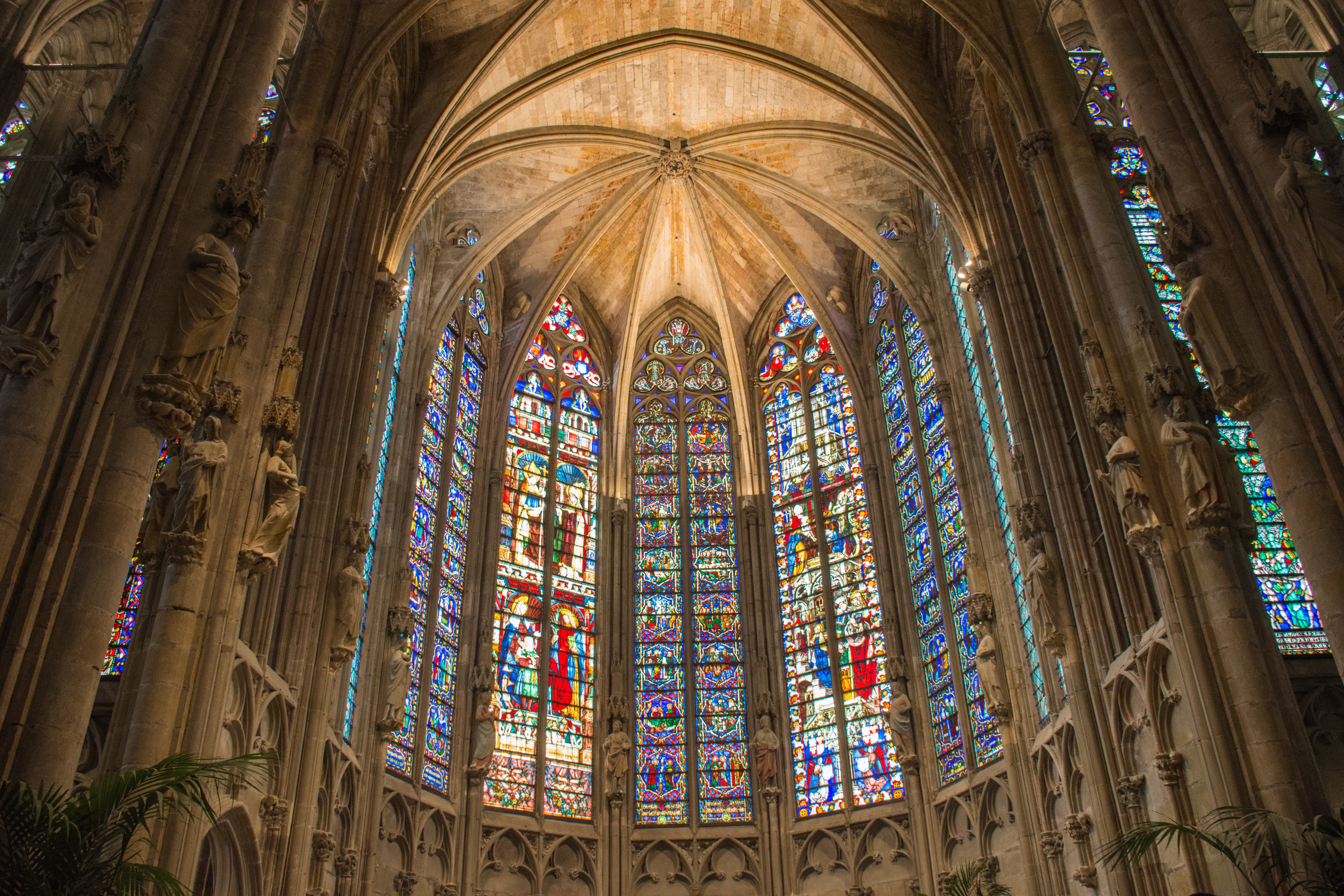 belief, cathedral, glass - material, architectural column, church, building, spirituality, architecture and art, tourism, culture, window, religion, glass, HD Wallpaper