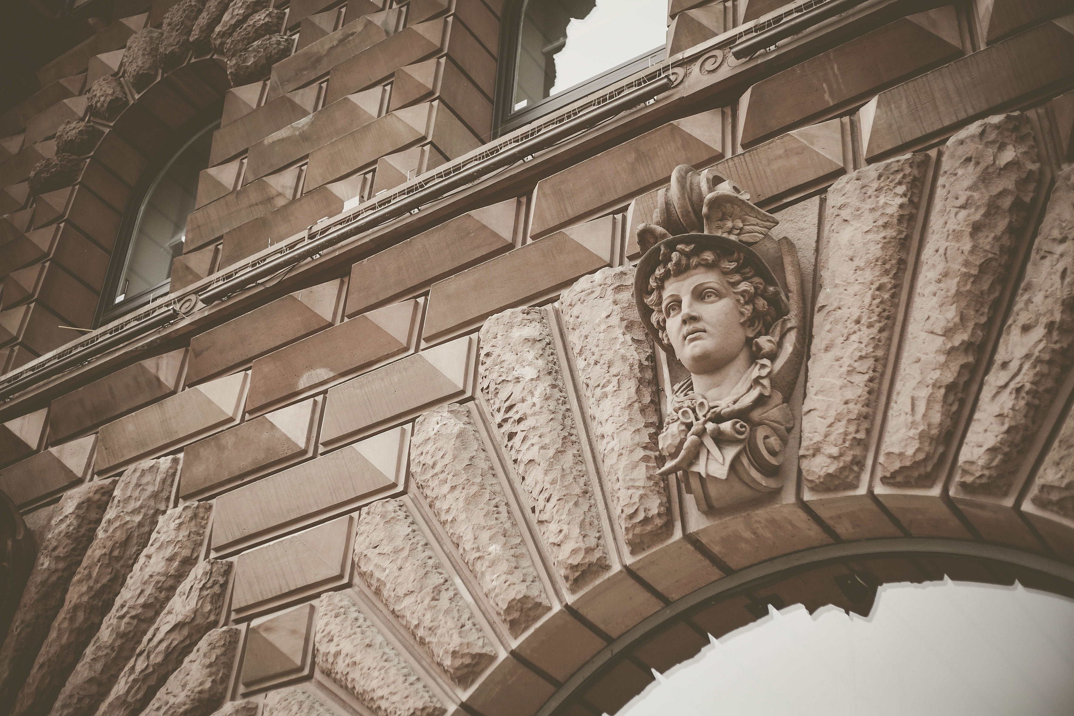 handrail, statue, craft, carving - craft product, building exterior, urban, sculpture, town, train, art, art and craft, human, 2K, wall - building feature, HD Wallpaper