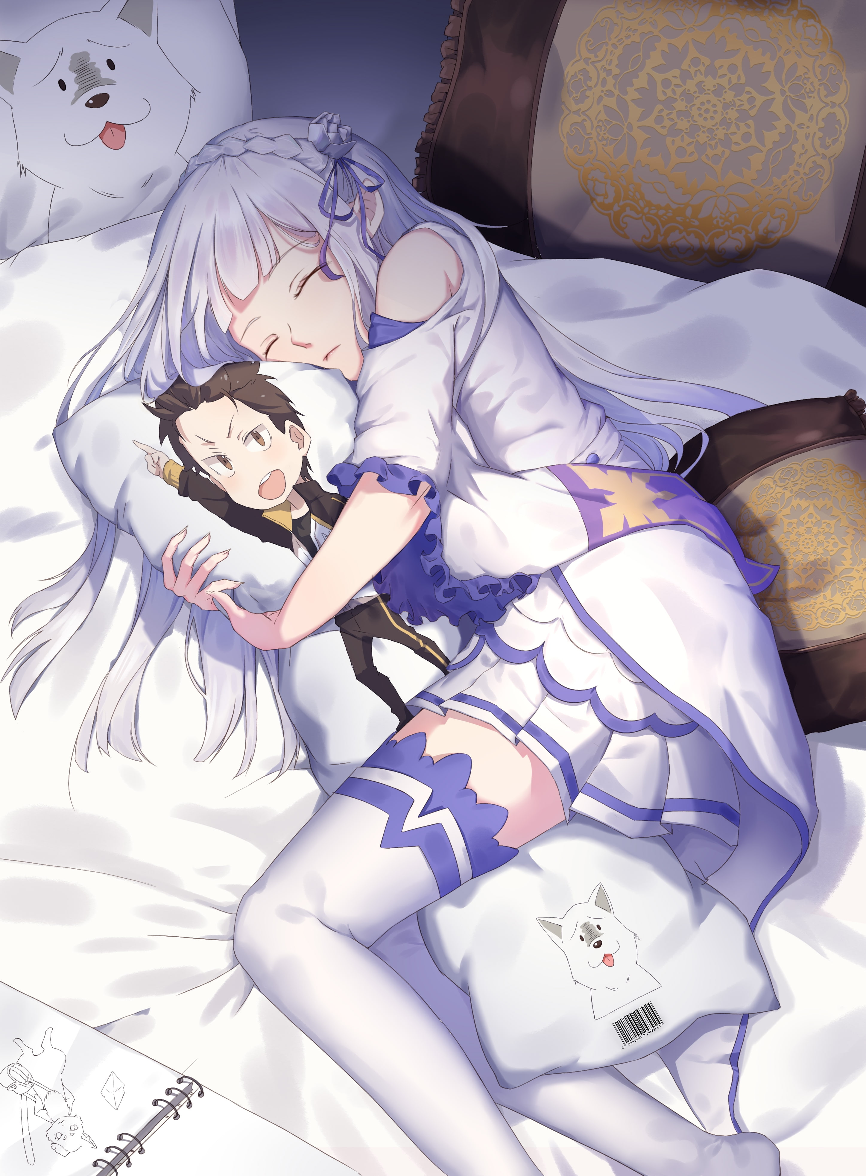 emotion, representation, hug pillow, bone, 4K, human skeleton, no people, indoors, emotional stress, Anime, art and craft, re: zero, skeleton, depression - sadness, Phone HD Wallpaper