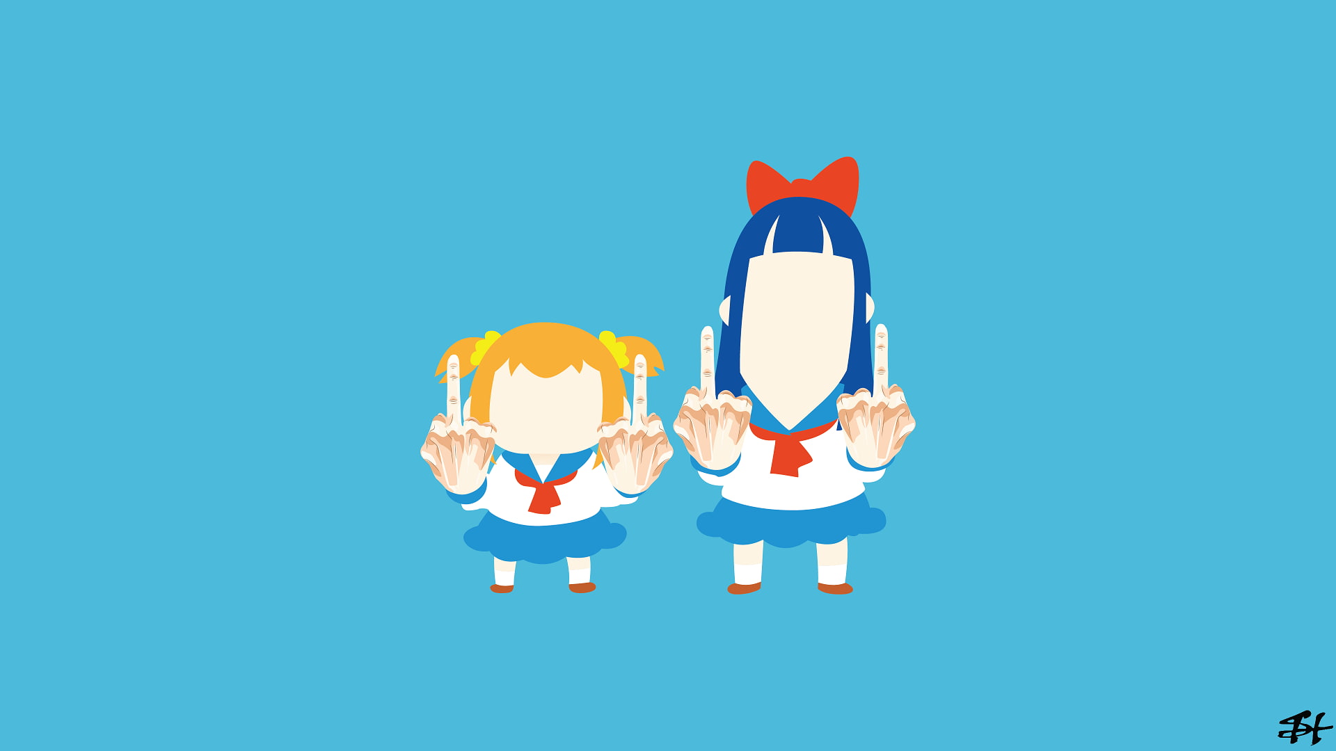 Poputepipikku, Popuko, Pipimi, 1080P, minimalism, simple background, HD Wallpaper