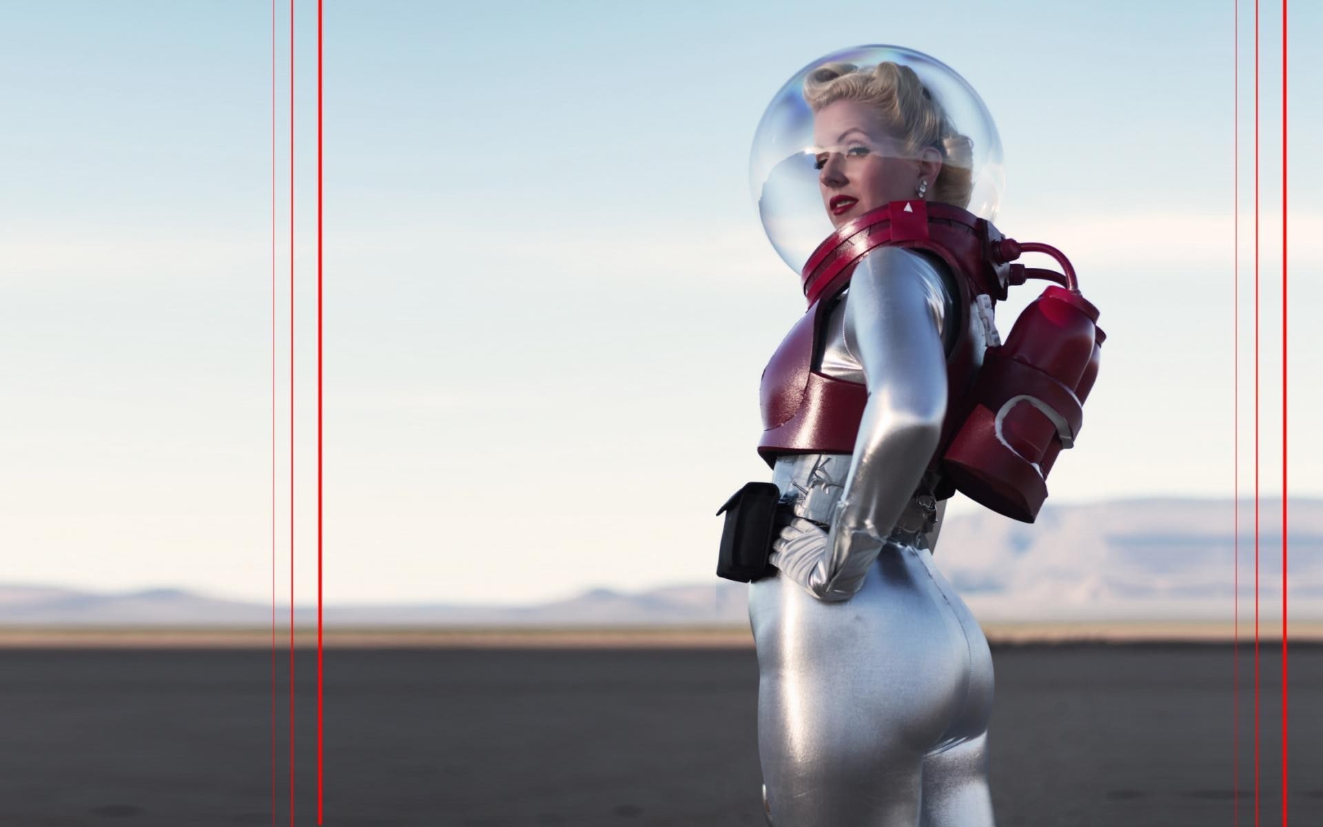 blonde, women, cosplay, spacesuit, 1080P, HD Wallpaper