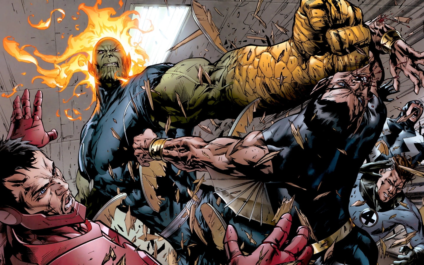 super, cartoon/comic, fire, man, 720P, hd, skrull, iron, marvel, HD Wallpaper
