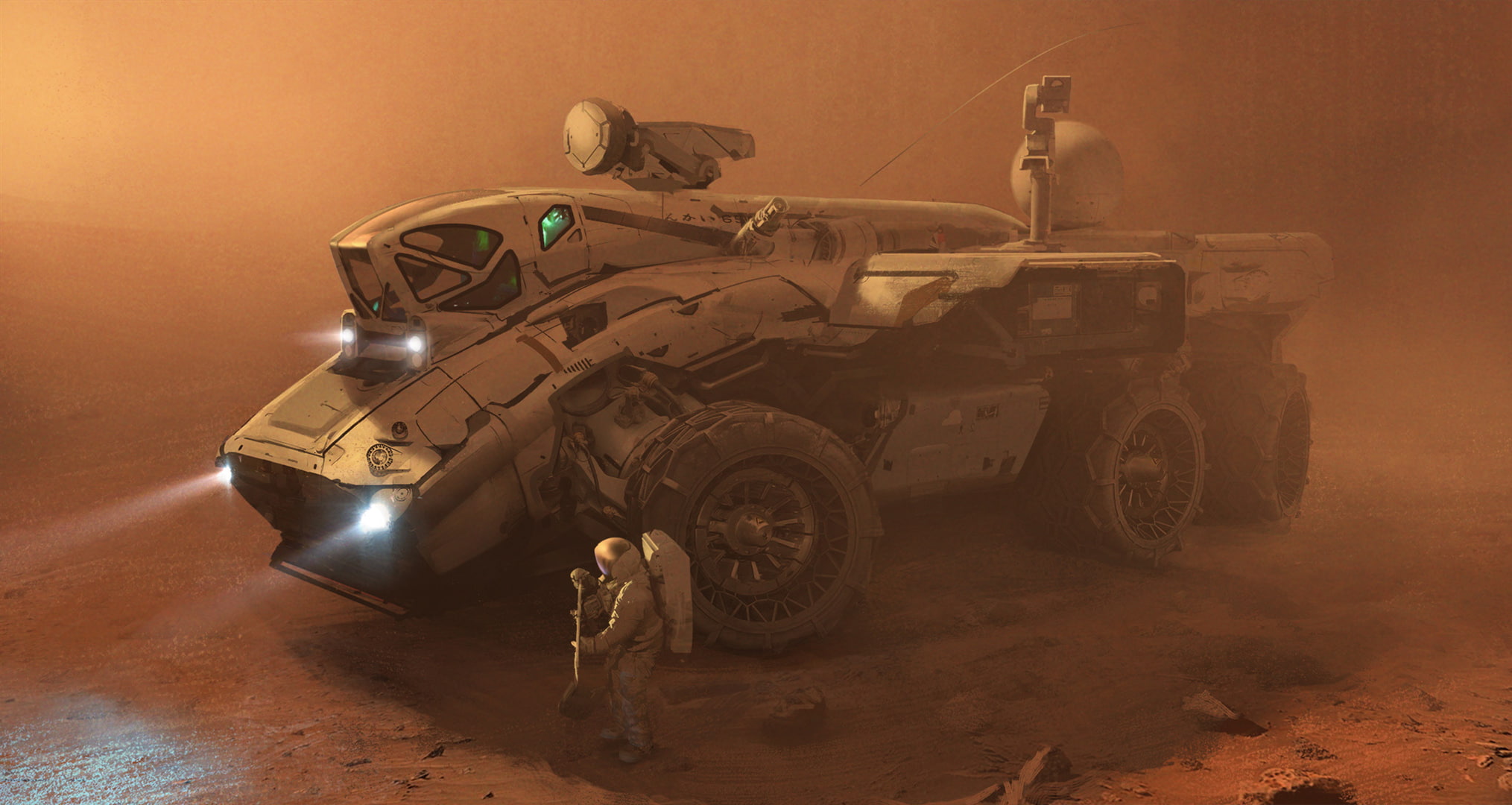 storm, the Rover, astronauts, fiction, Rover, Mars, the astronauts, expedition, 1080P, sand, HD Wallpaper