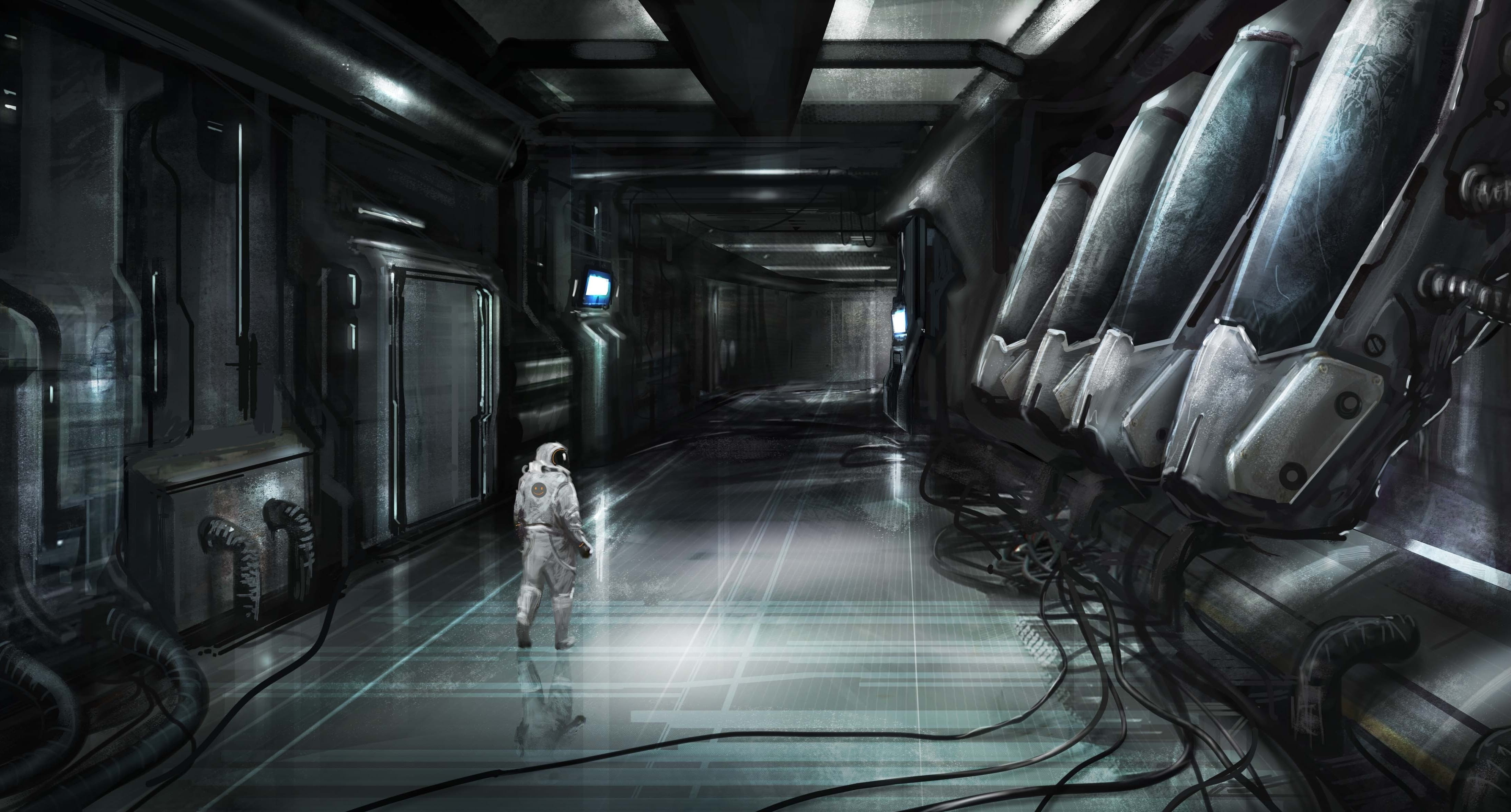 4K, spacesuit, futuristic, artwork, wires, digital art, HD Wallpaper