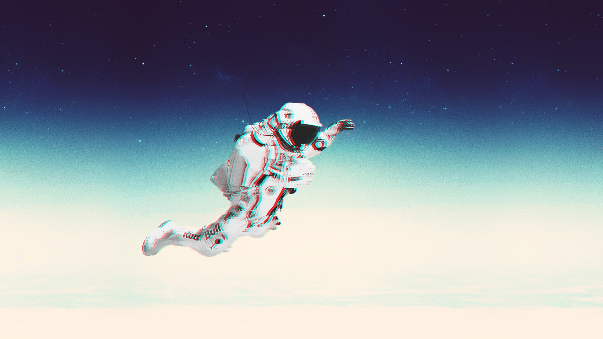 digital art, space, falling, 1080P, artwork, astronaut, spacesuit, HD Wallpaper