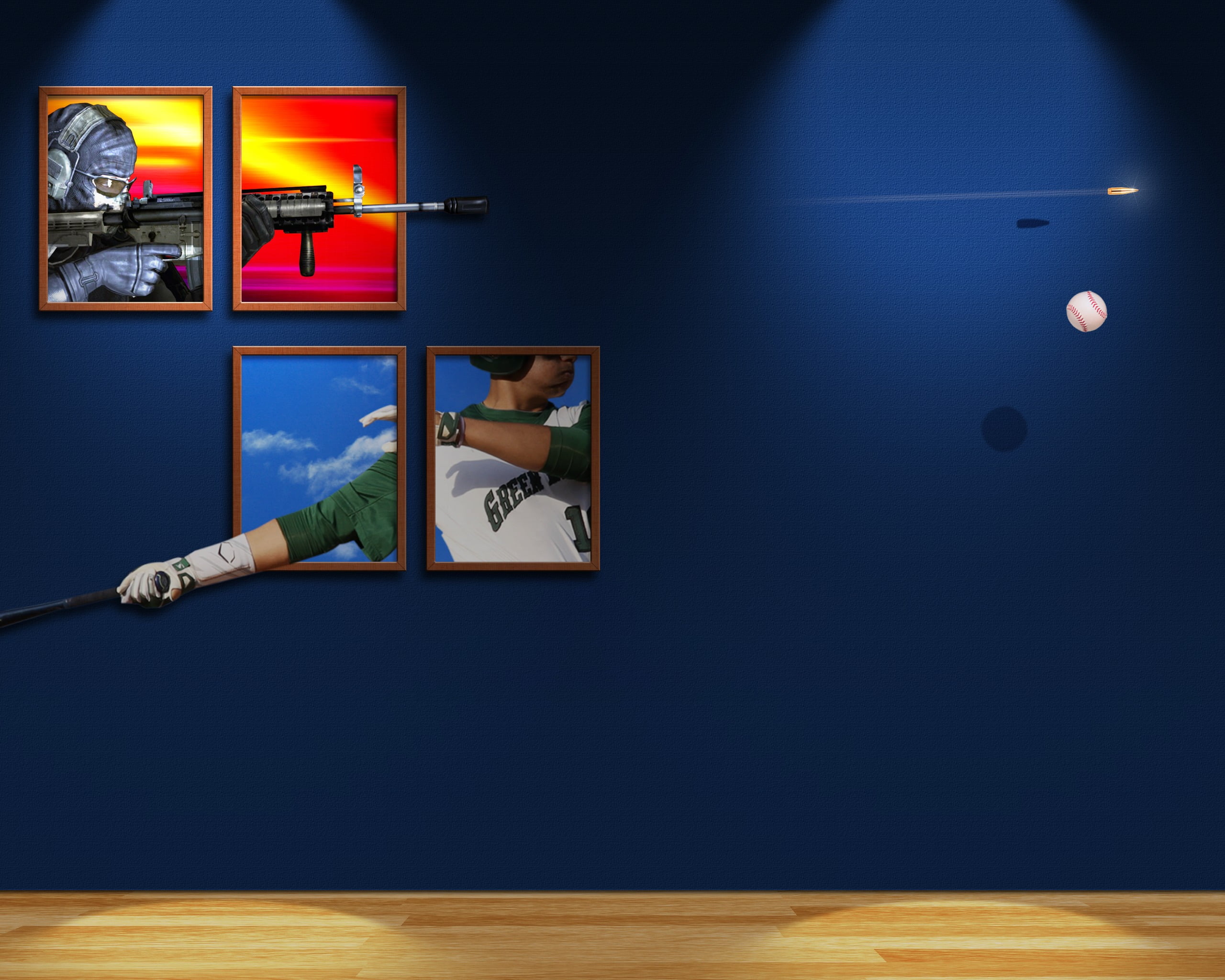 playing, batter, lifestyles, indoors, one person, 2K, table, flooring, leisure activity, adult, sport, motion, athlete, domestic room, shooter, baseball, HD Wallpaper