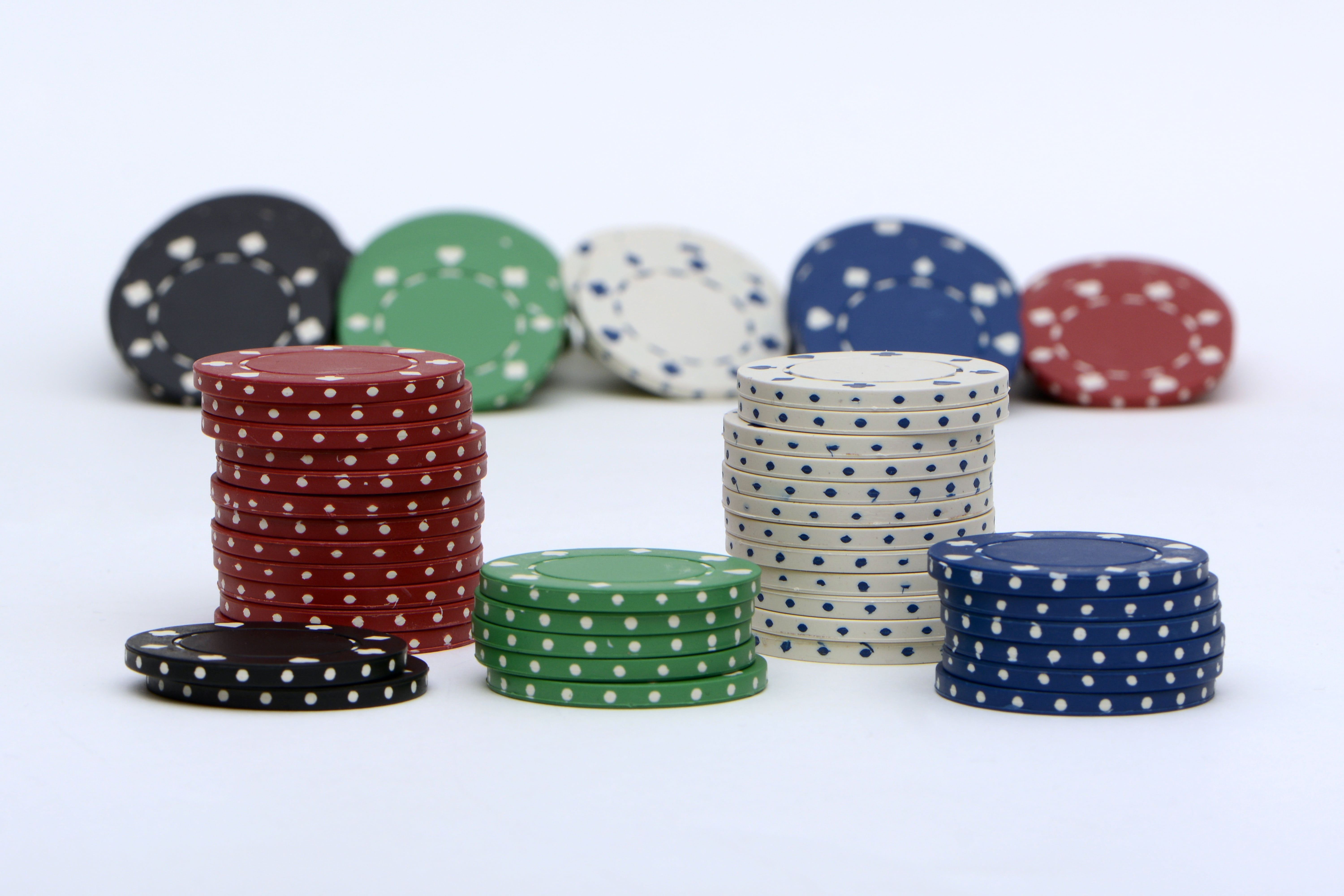 red, white, focus on foreground, surface, color, chips, poker, gambling chip, poker face, white background, indoors, pattern, 5K, casino, assorted, opportunity, HD Wallpaper