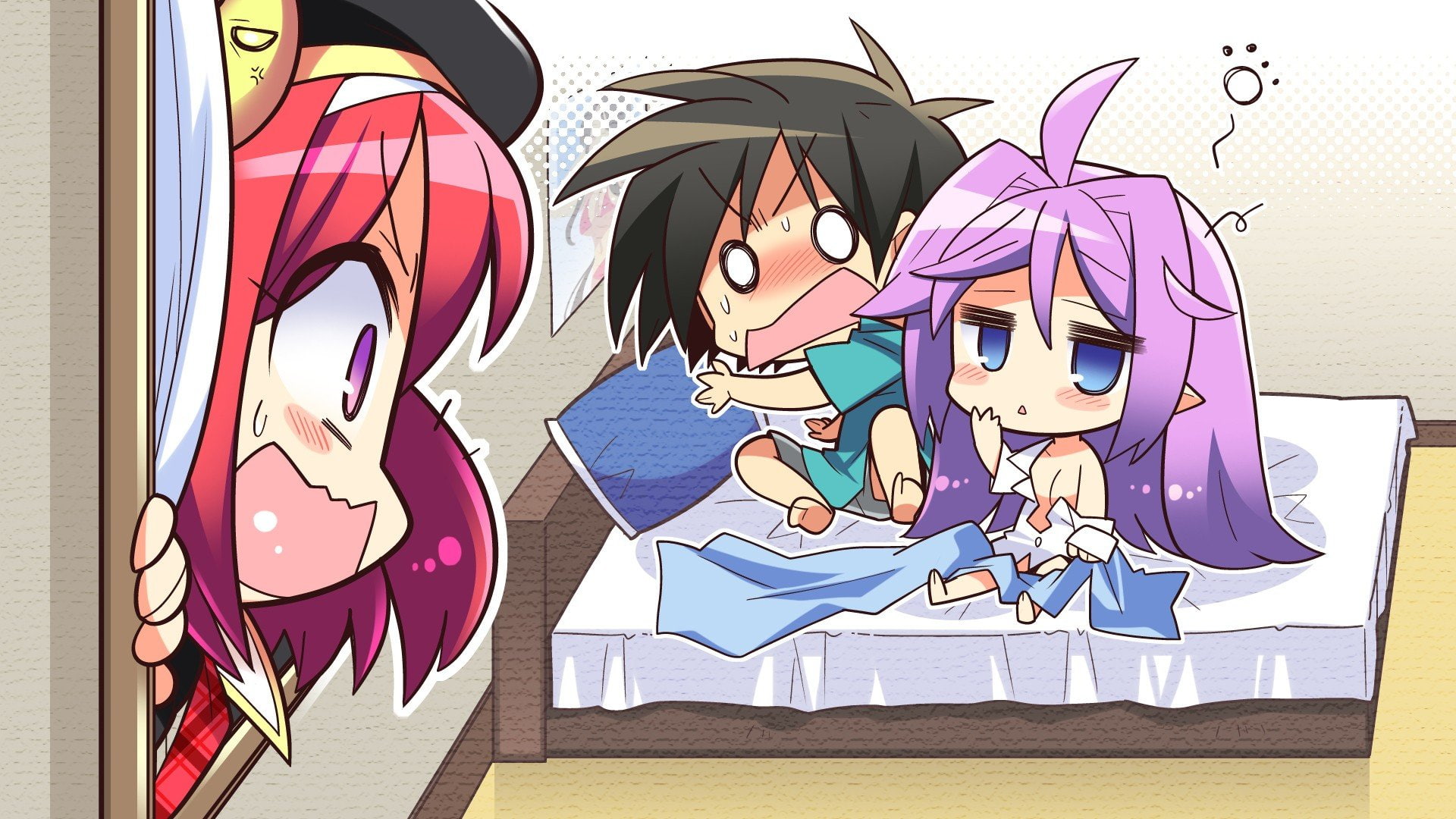Anime Boys, Maikaze no Melt, Anime Girls, Purple Hair, chibi, Kureha (Maikaze no Melt), Tsubaki Nazuna, 1080P, Where Leads to Feeling Destination, HD Wallpaper