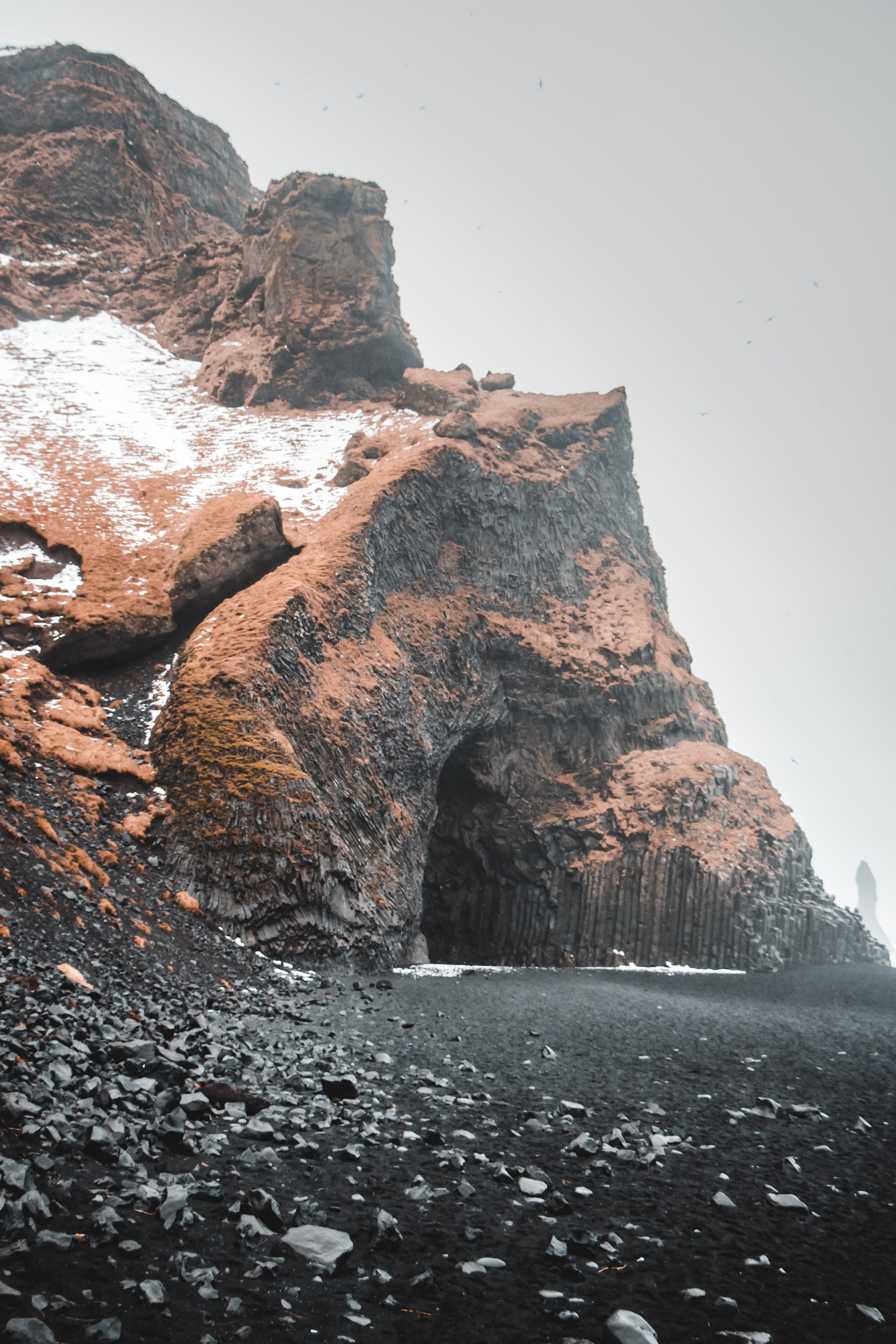 water, cave, black sand beach, clear sky, rocky, outdoors, physical geography, coast, geology, tranquility, eroded, rock, cove, no people, beauty in nature, Phone HD Wallpaper
