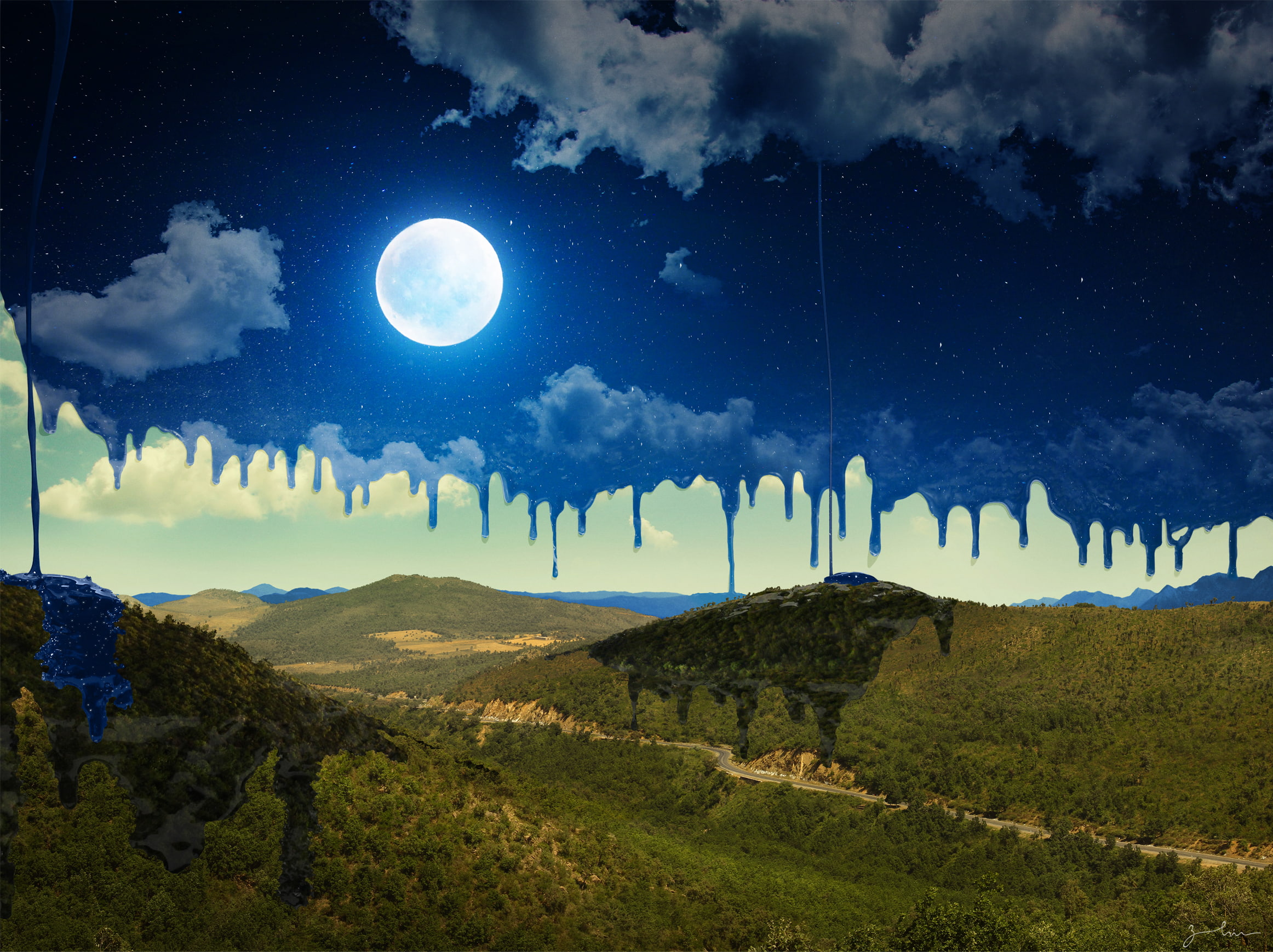 1080P, Night Melt, Full moon, HD Wallpaper