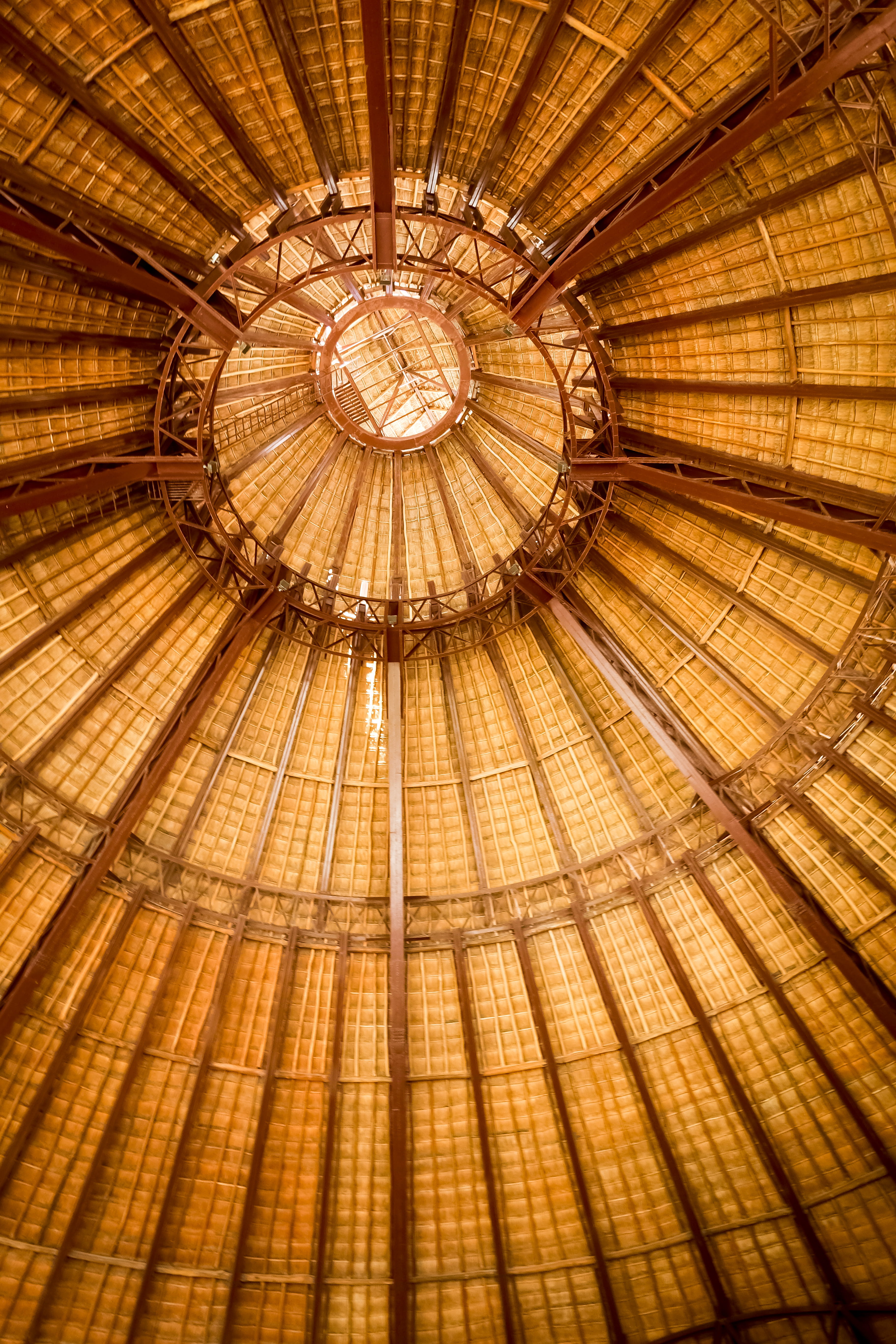 cupola, 5K, thatched, low angle view, built structure, circle, looking up, design, indoors, architectural feature, dome, no people, backgrounds, ceiling, Phone HD Wallpaper
