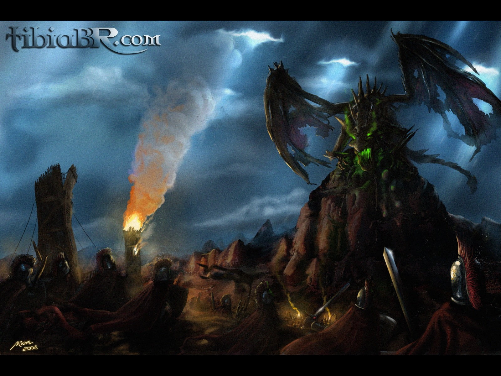 PC gaming, 720P, warrior, dragon, Tibia, RPG, HD Wallpaper