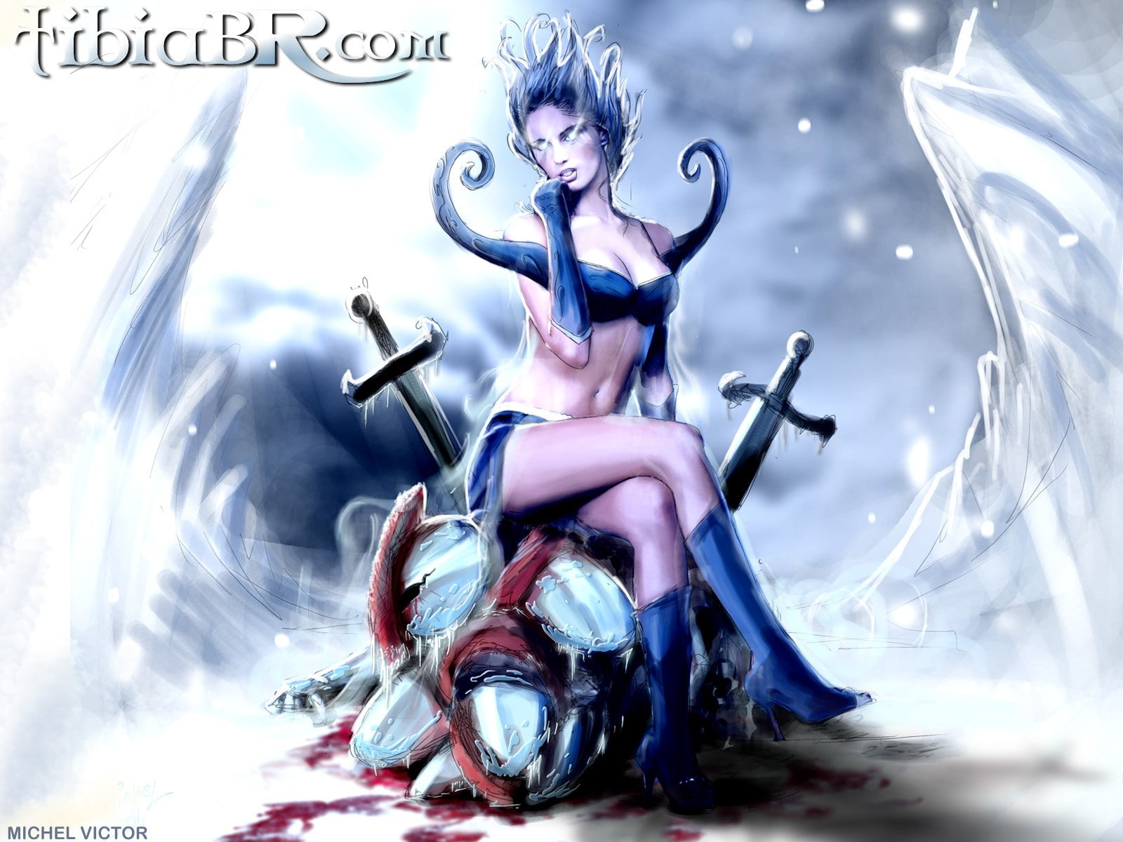 pc gaming, warrior, tibia, women, fibia, gaming, pc, poster, 720P, rpg, anime, HD Wallpaper
