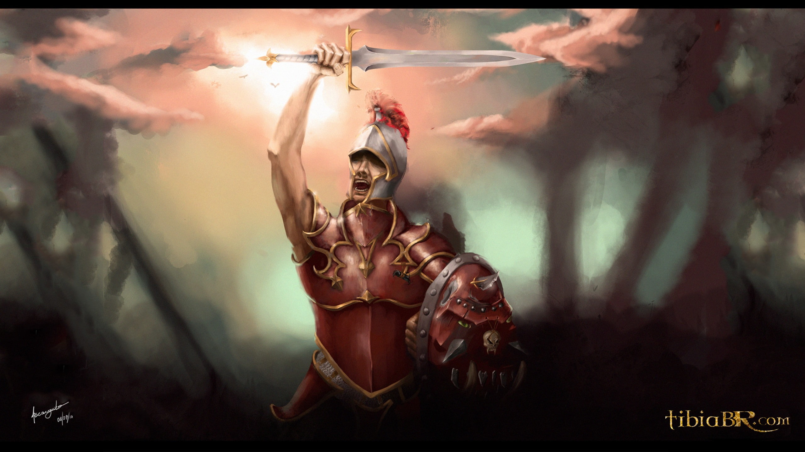 2K, man, pc gaming, warrior, drawing, tibia, gaming, rpg, pc, creature, HD Wallpaper