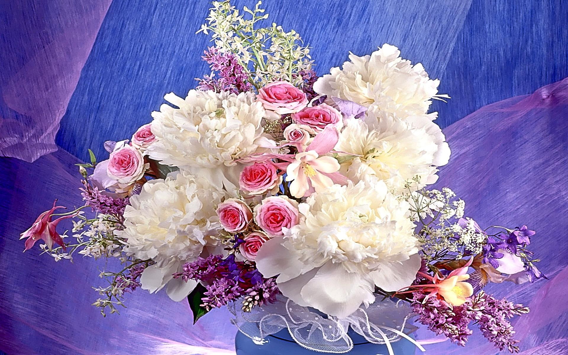 bouquet, flowers, colorful, married, white, daisies, romantic, 1080P, loving, tulips, 3d and abstract, pink, yellow, will, roses, HD Wallpaper