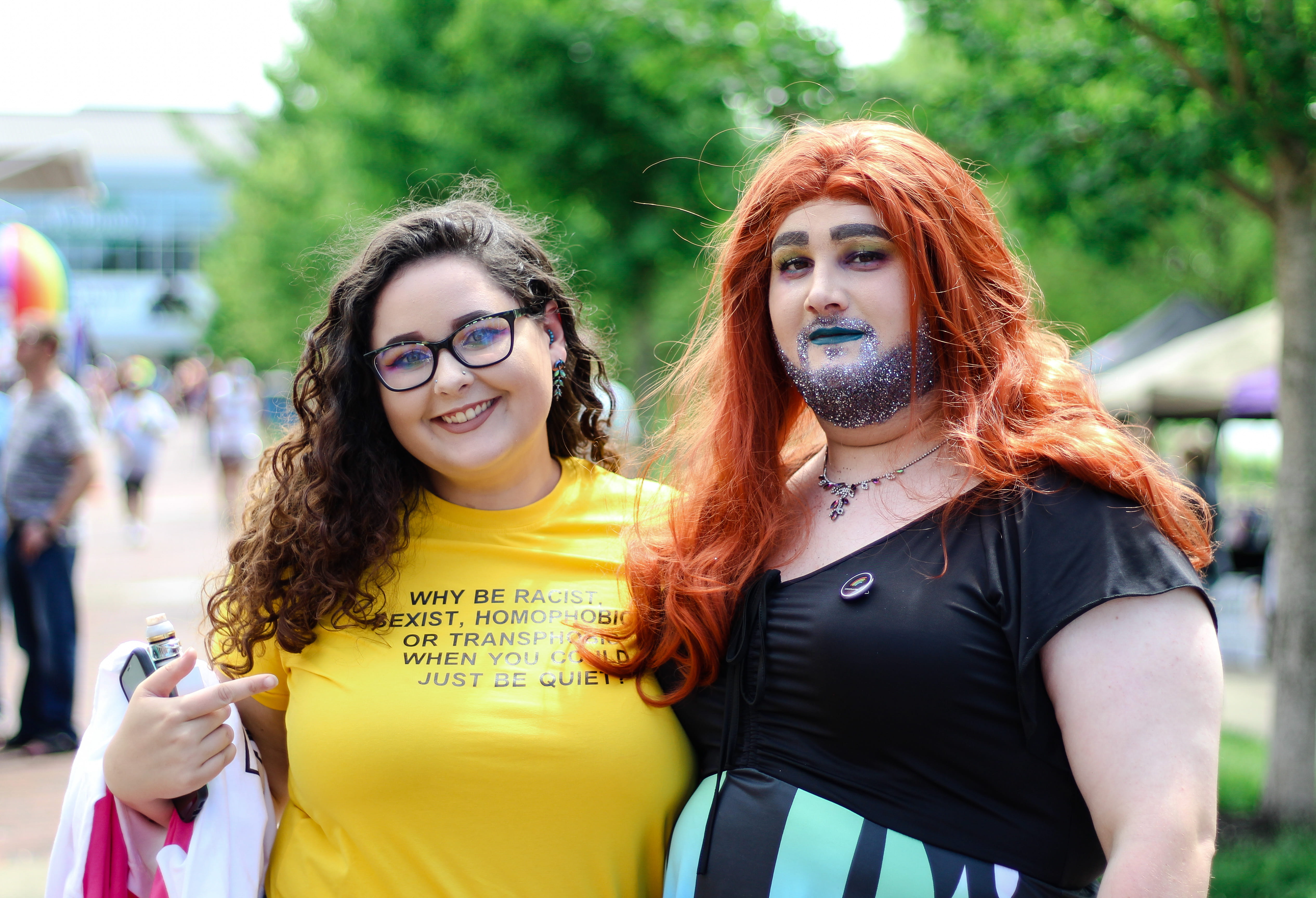 glasses, yellow, shirt, eyeglasses, hair, transgender, day, 4K, wearing, close-up, lgbt, rainbow colors, beautiful woman, festival, young adult, people, HD Wallpaper